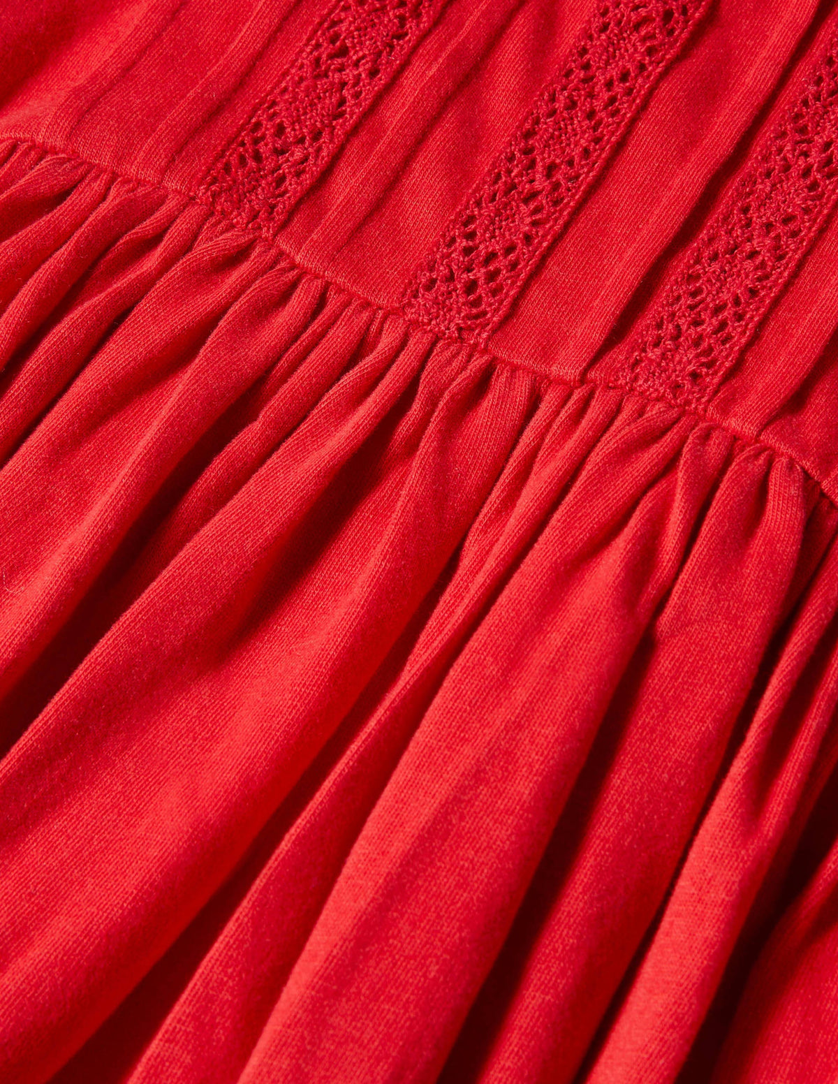 Broderie Collar Jersey Dress-Rockabilly Red - Image 3