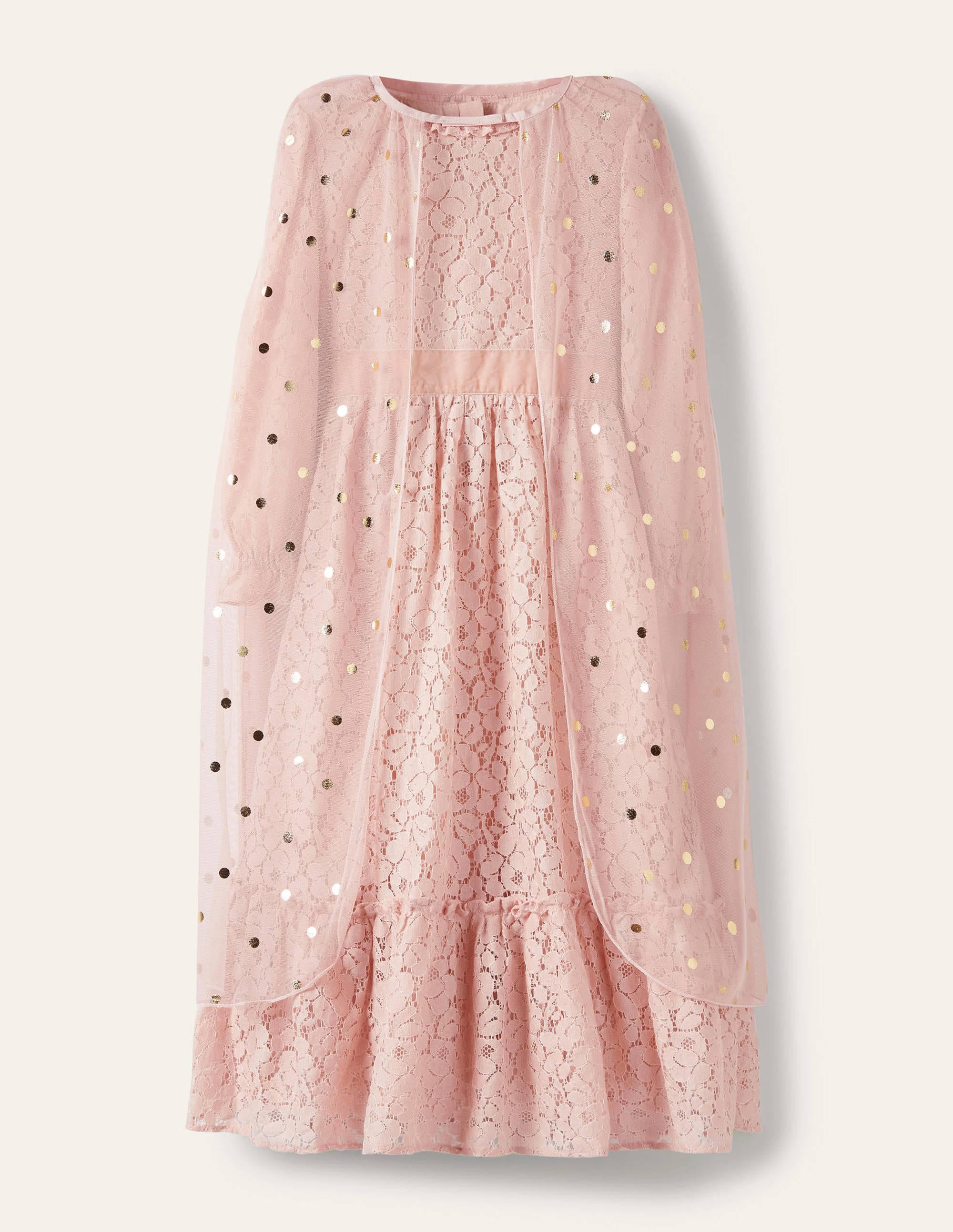 Lace Cape Dress-Provence Pink/ Gold Foil Spot - Image 1