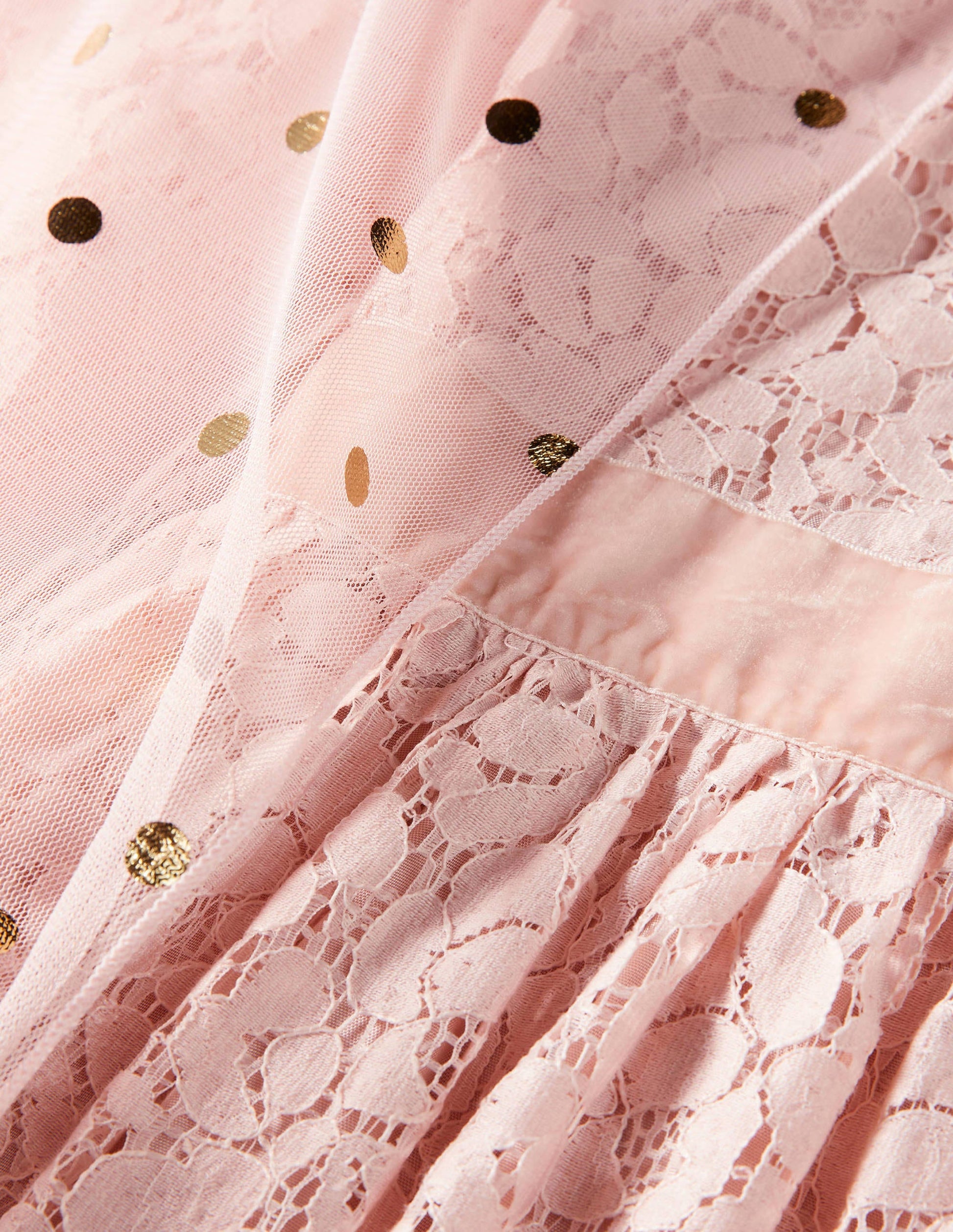 Lace Cape Dress-Provence Pink/ Gold Foil Spot-3