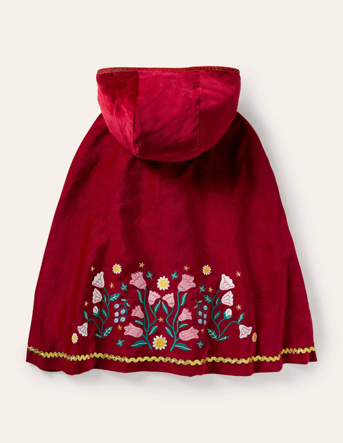 Velvet Embroidered Cape-Royal Red-2