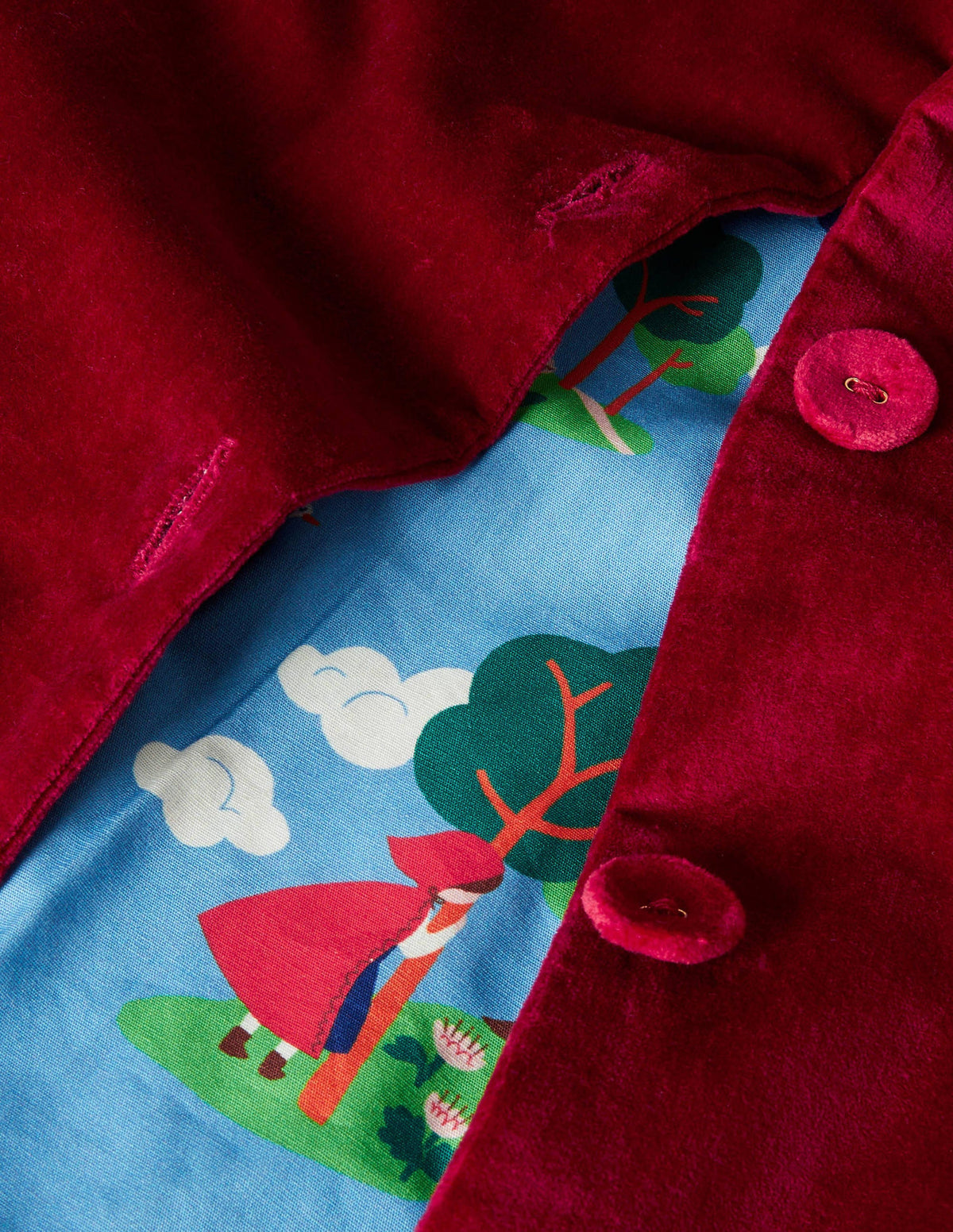 Velvet Embroidered Cape-Royal Red-3