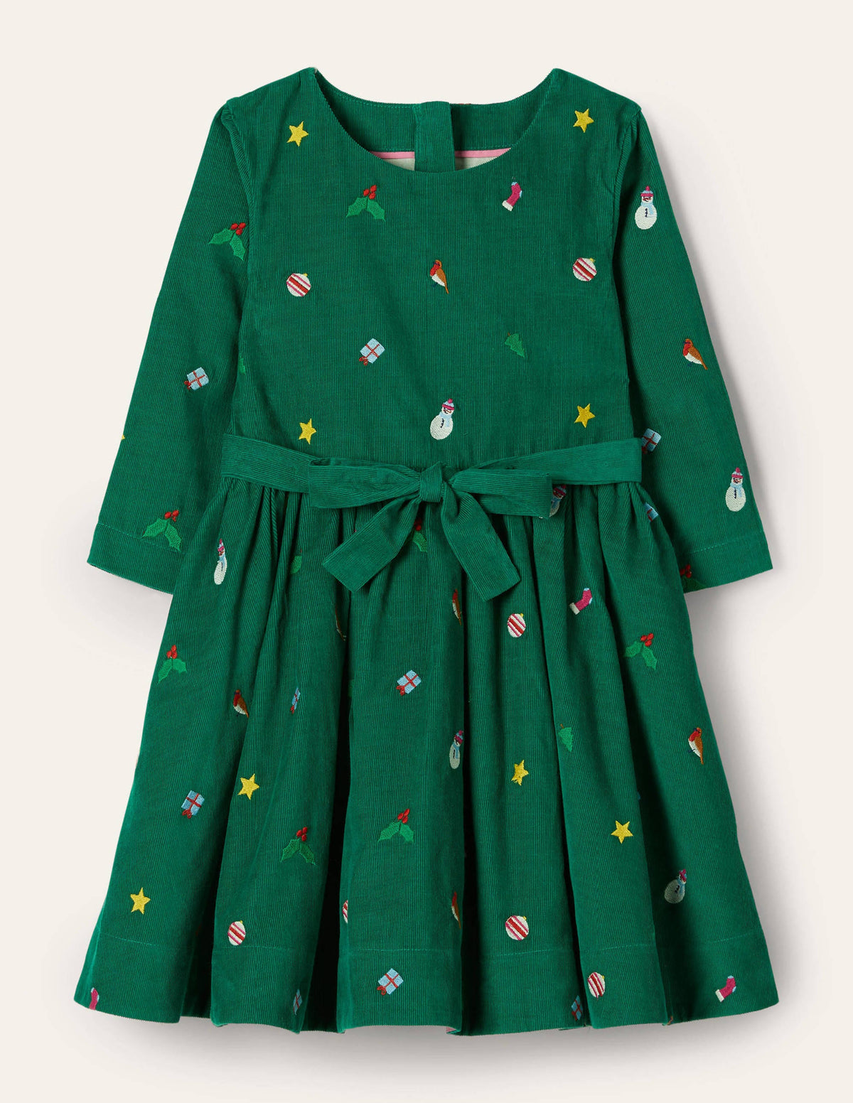 Embroidered Cord Dress-Forest Green - Image 1