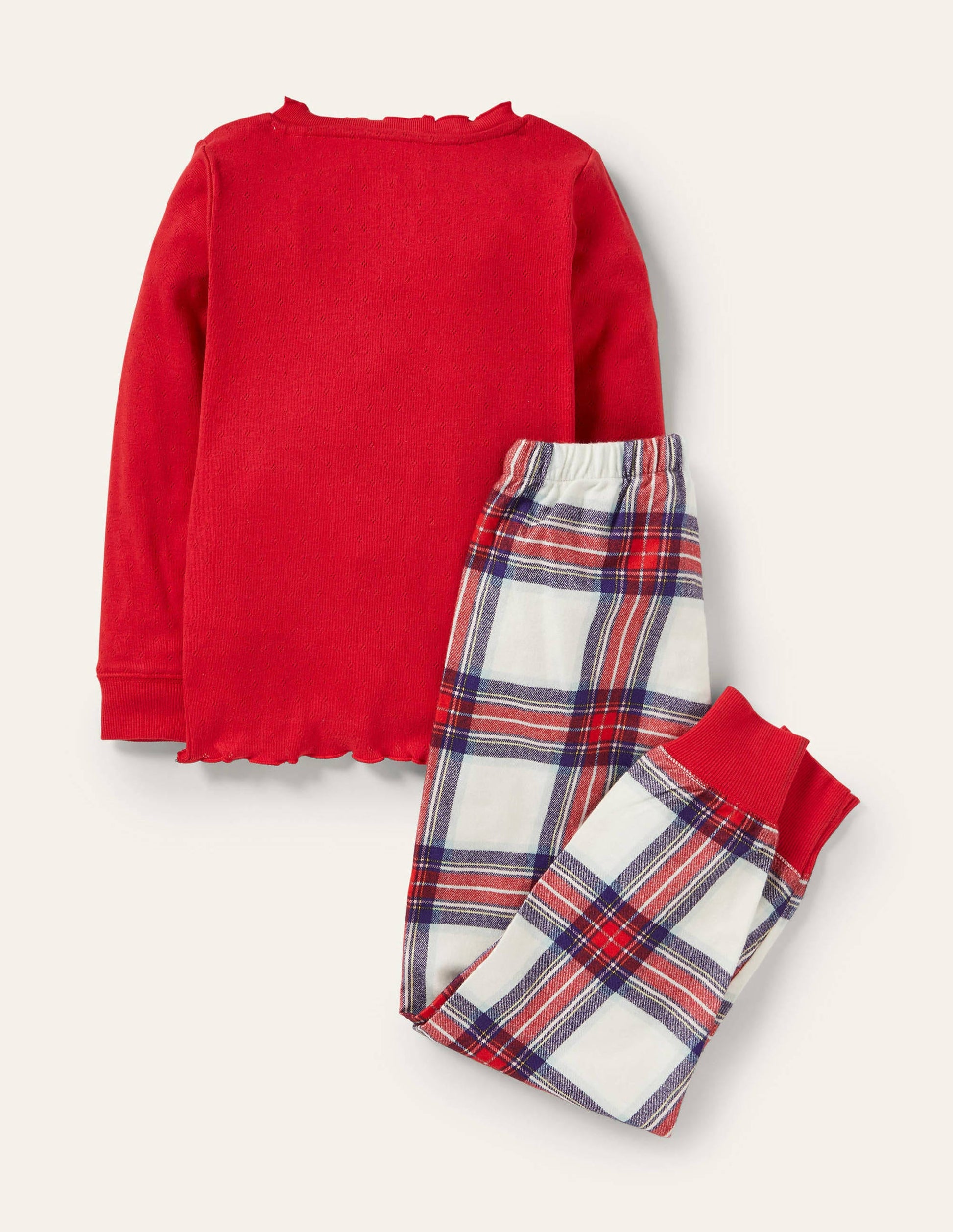Festive Pyjama Set-Ivory/Rockabilly Red Check-2