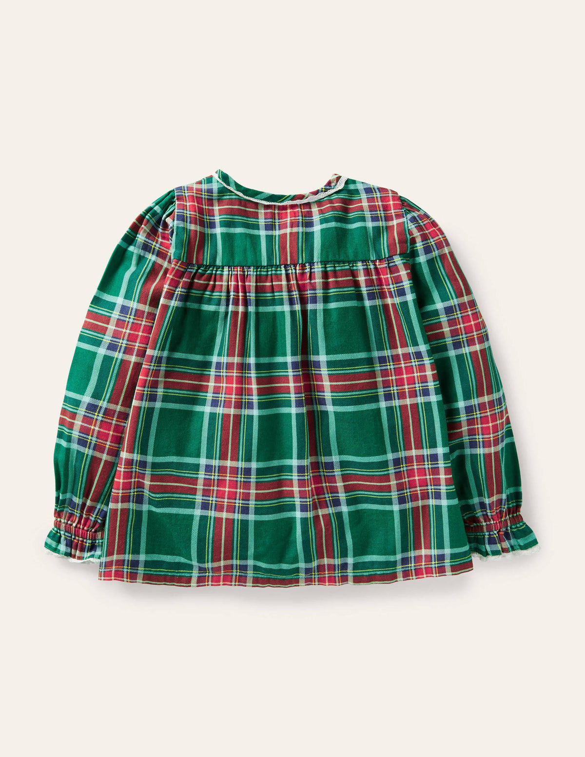 Nostalgic Checked Woven Top-Forest Green Check-2