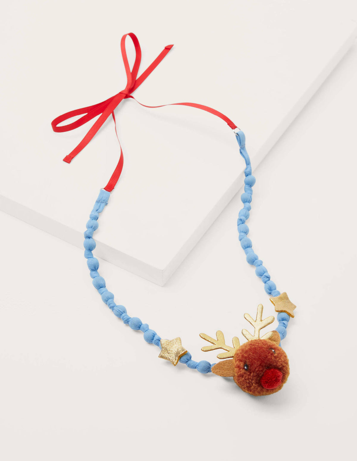 Fabric Necklace-Red/Pink Reindeer - Image 1