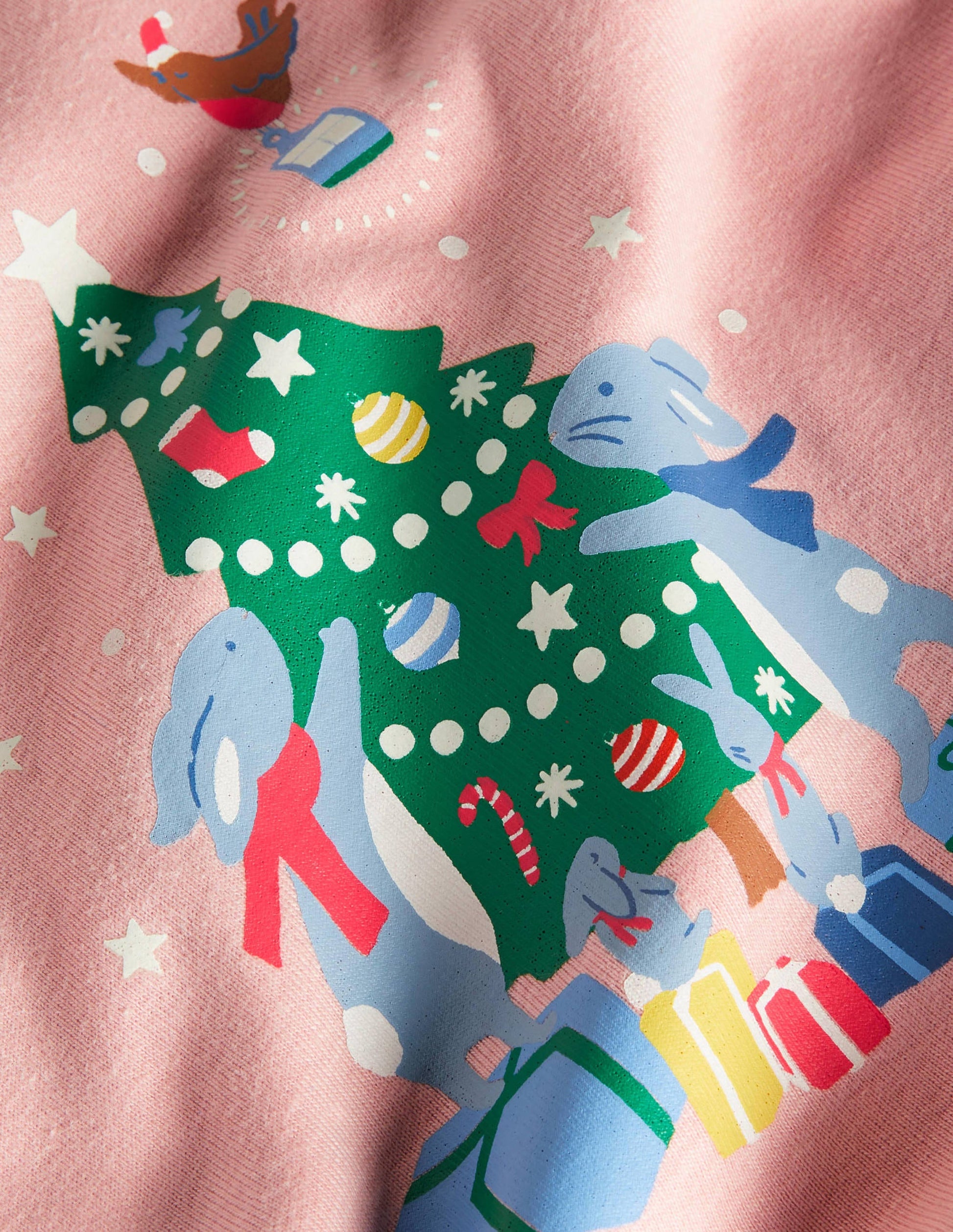 Snug Glow-In-The-Dark Pyjamas-Boto Pink Woodland Christmas-3