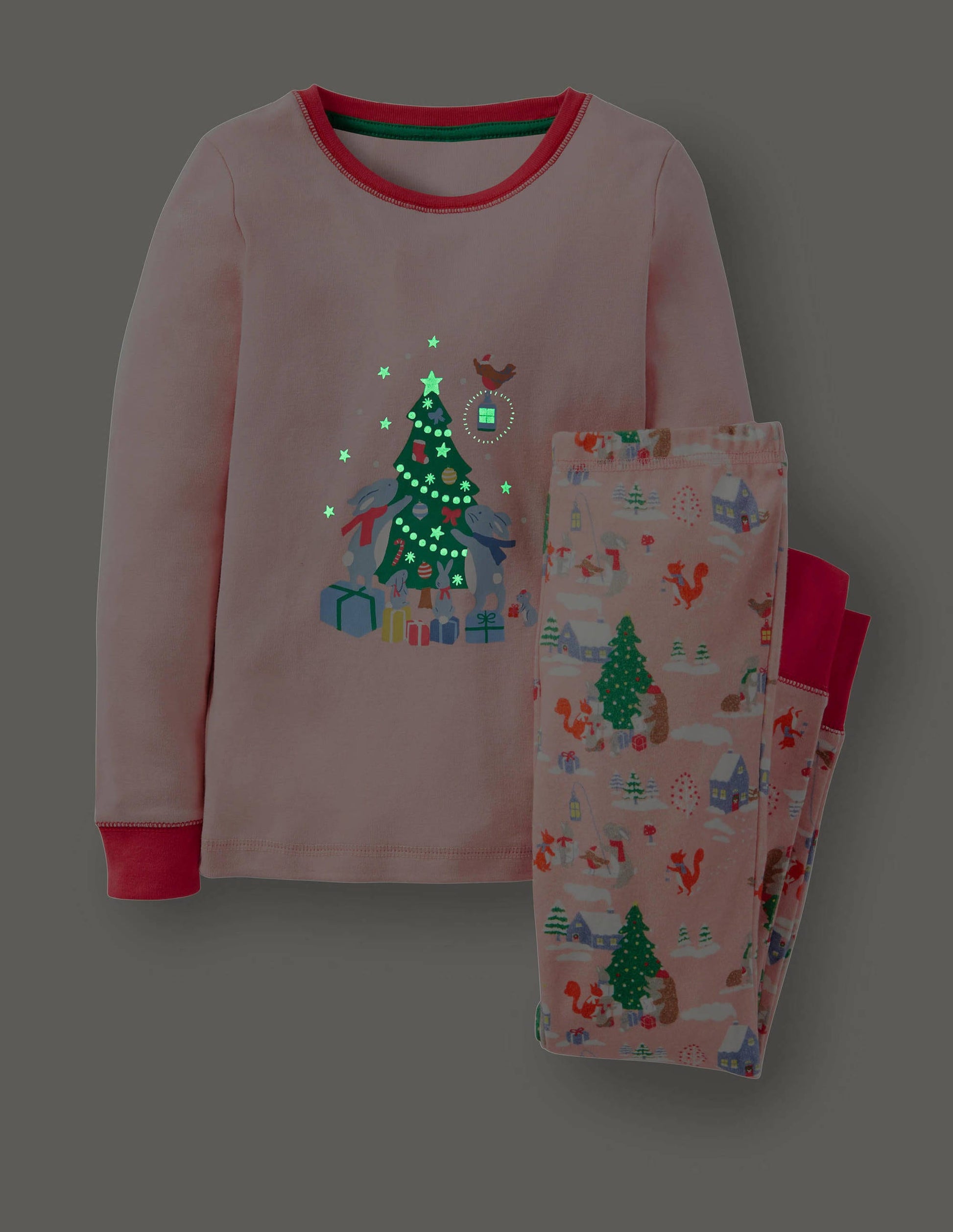 Snug Glow-In-The-Dark Pyjamas-Boto Pink Woodland Christmas-4