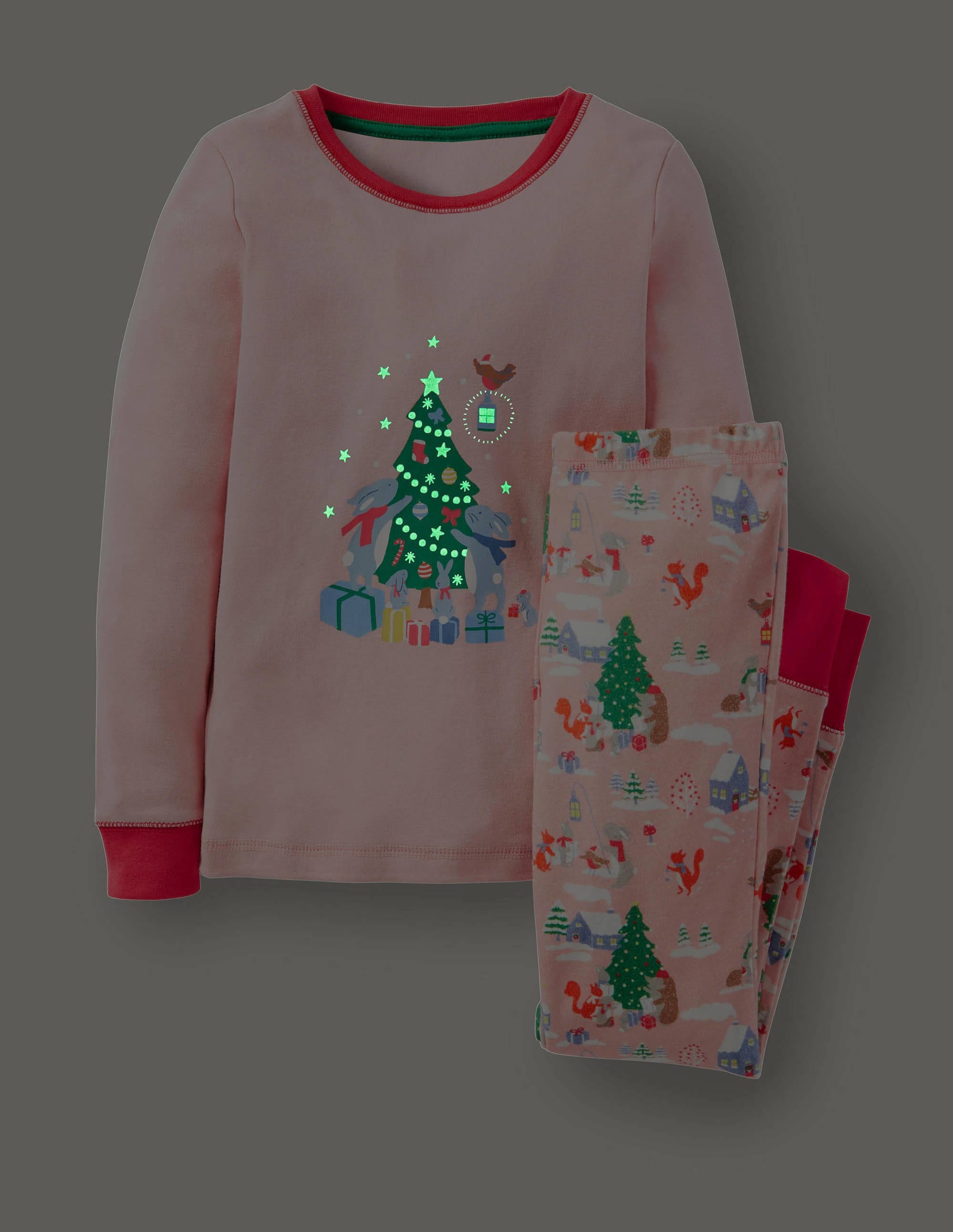 Snug Glow-In-The-Dark Pyjamas-Boto Pink Woodland Christmas - Image 4