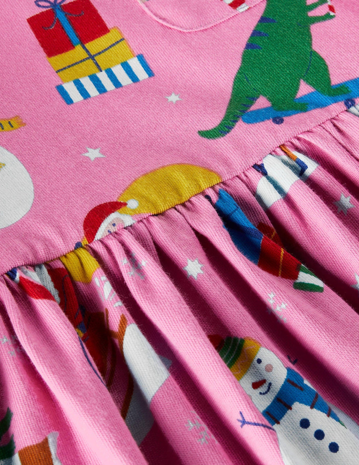 Long Sleeve Fun Jersey Dress-Petal Pink Festive Friends