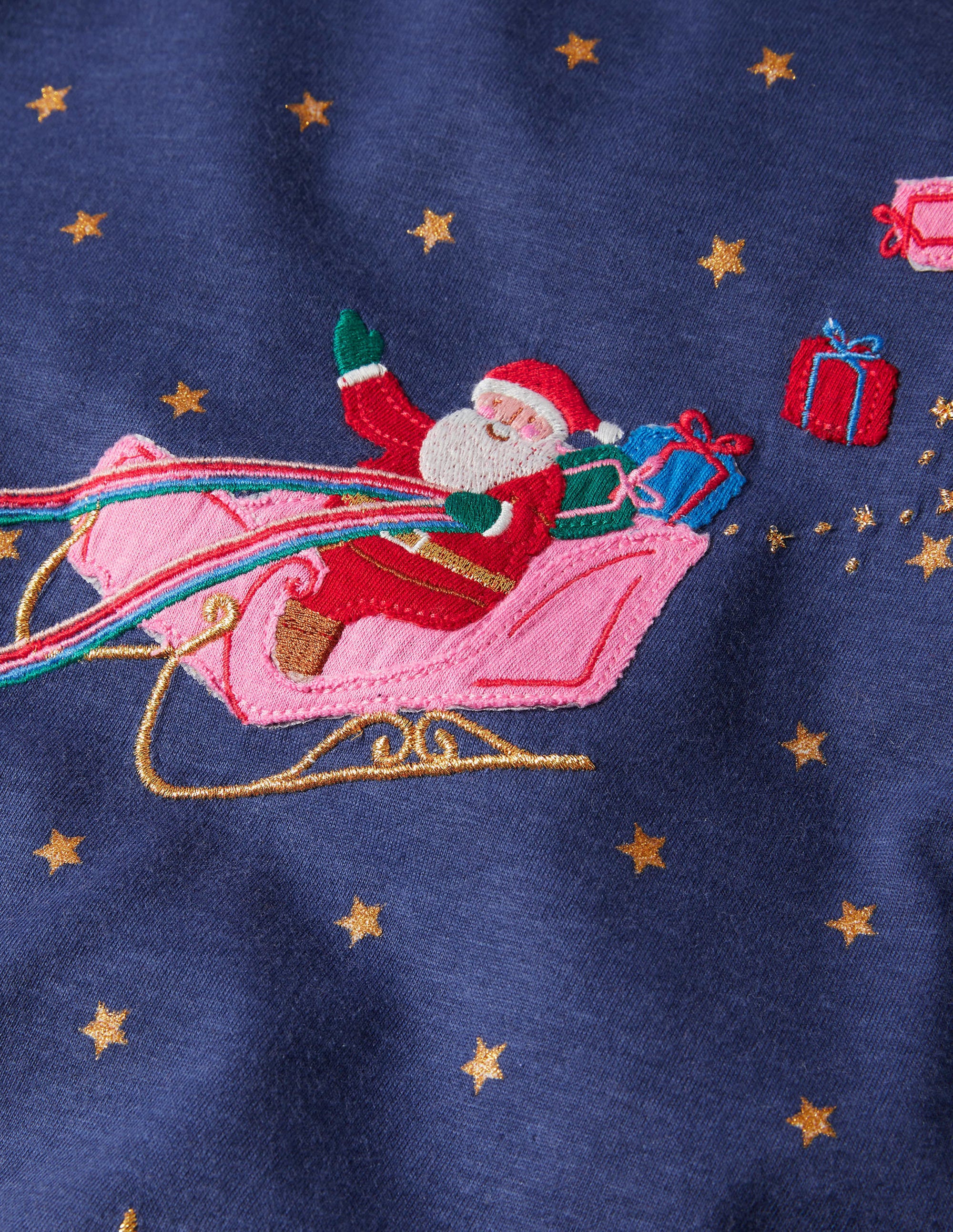 Big Appliqué Jersey Dress-Navy Father Christmas - Image 3