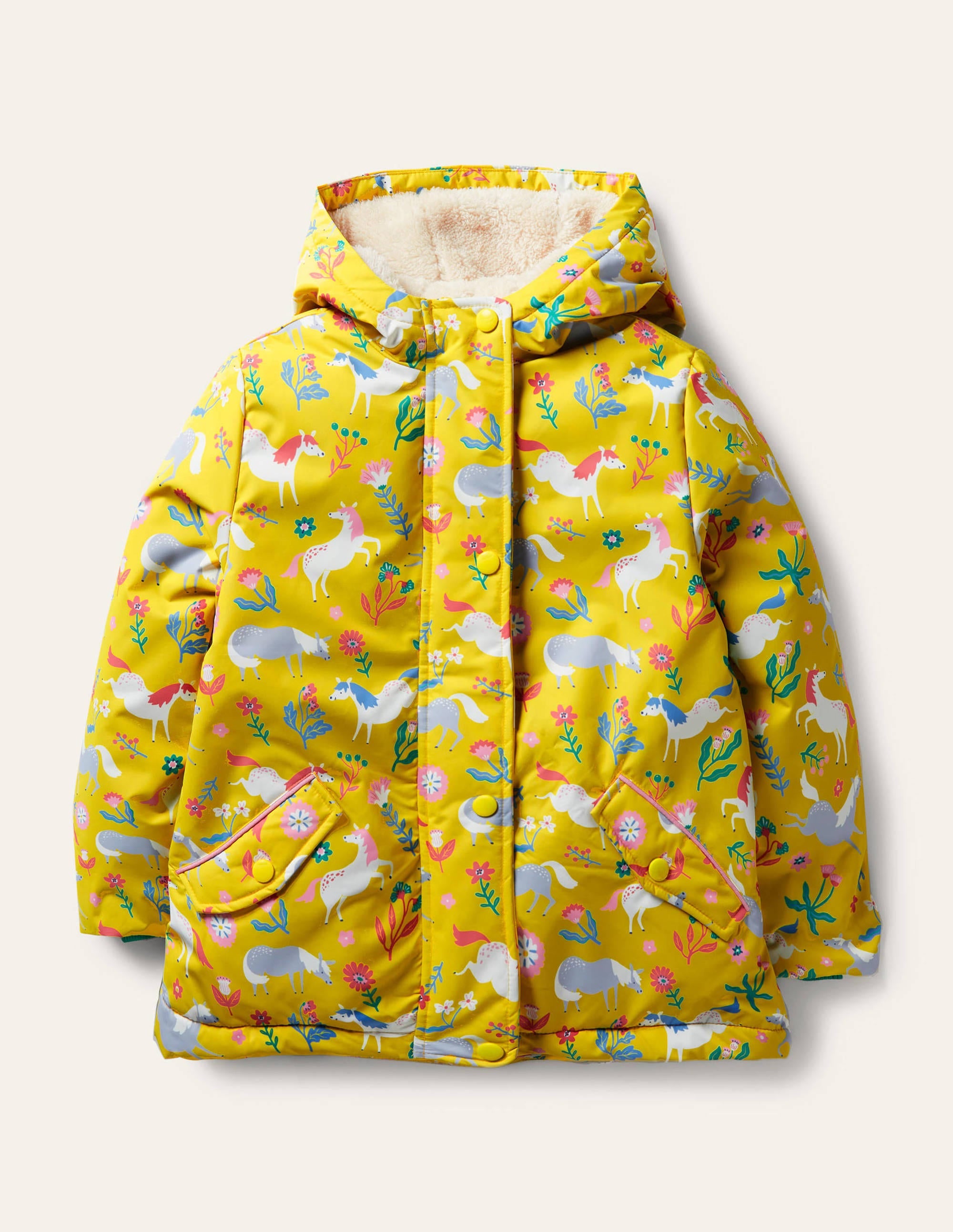Sherpa Lined Anorak-Sweetcorn Yellow Ponies - Image 4