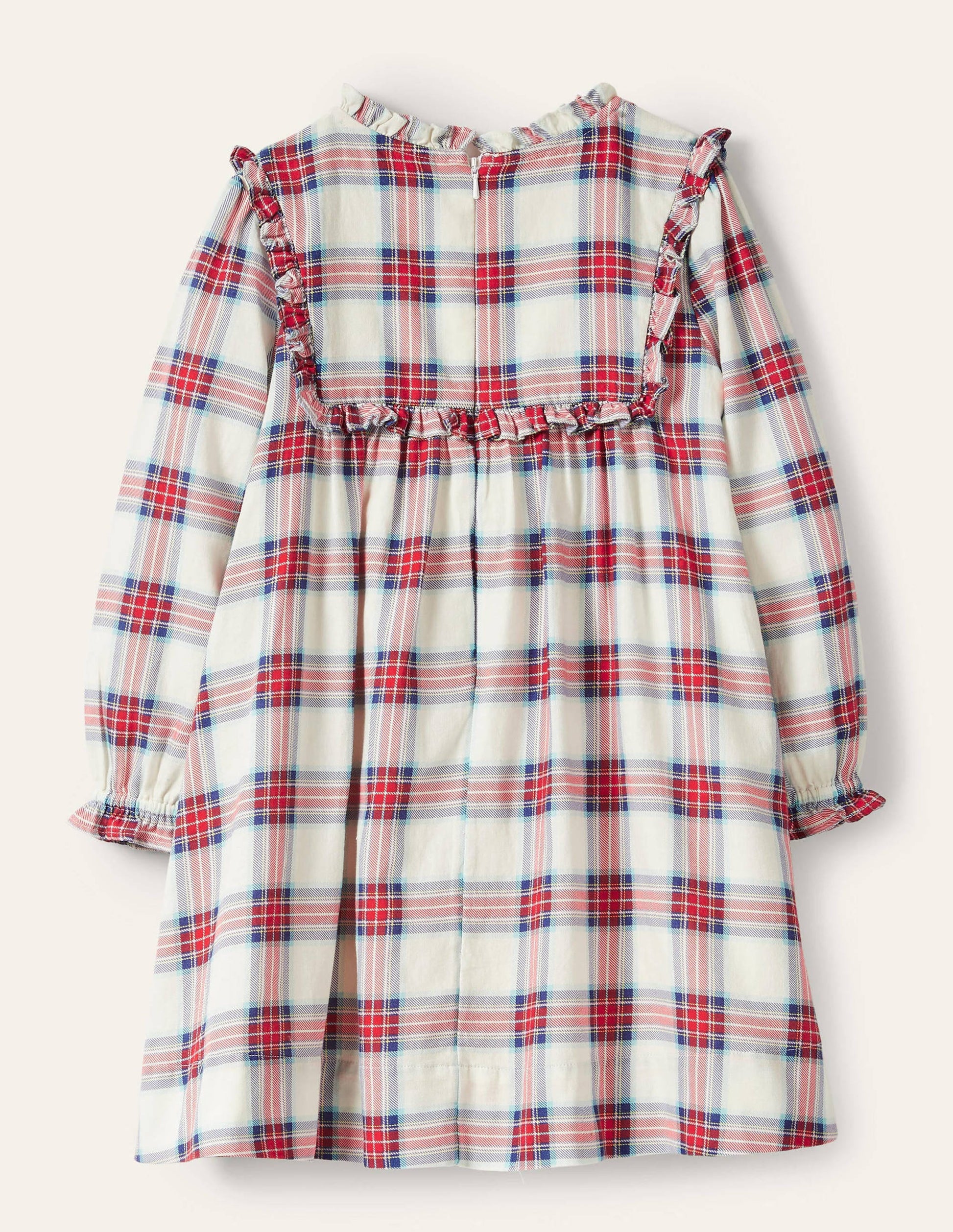 Nostalgic Ruffle Dress-Ivory/ Rockabilly Red Check-2