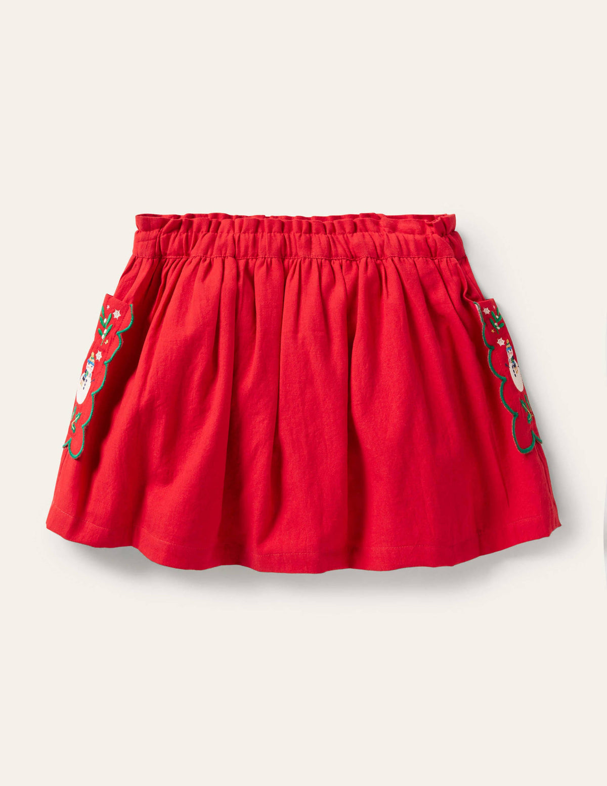 Embroidered Pocket Skirt-Rockabilly Red Festive-2