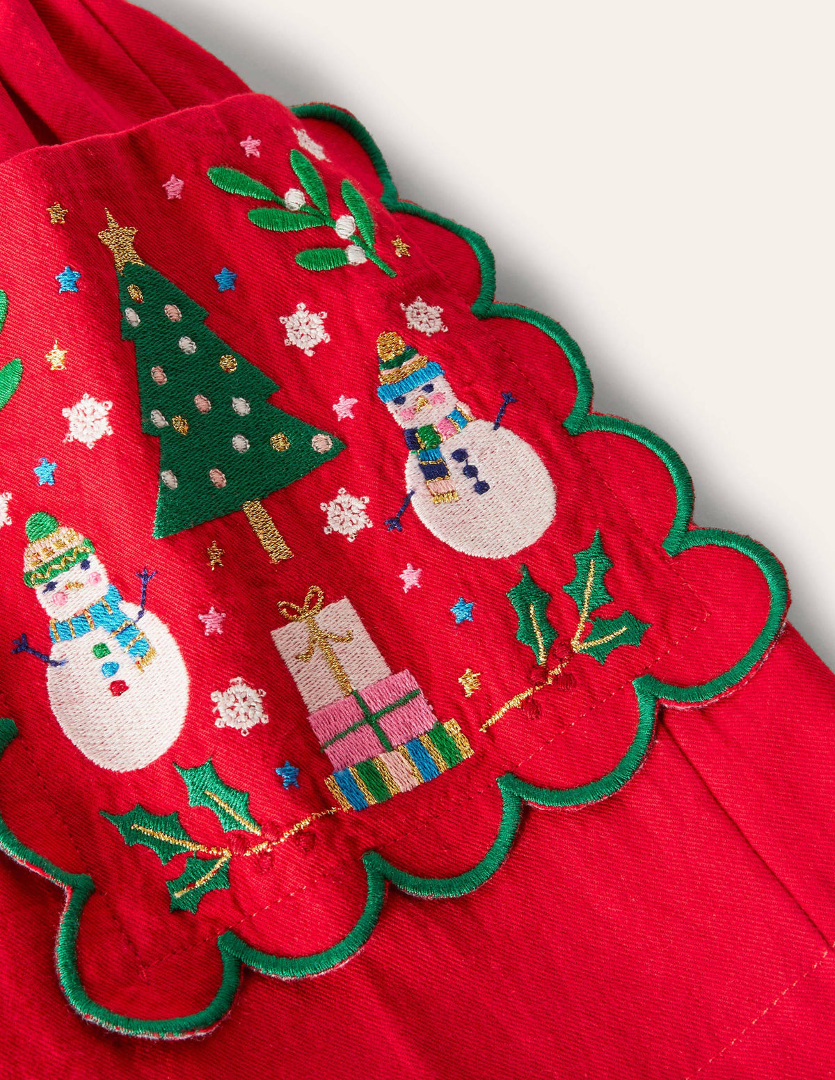 Embroidered Pocket Skirt-Rockabilly Red Festive - Image 3