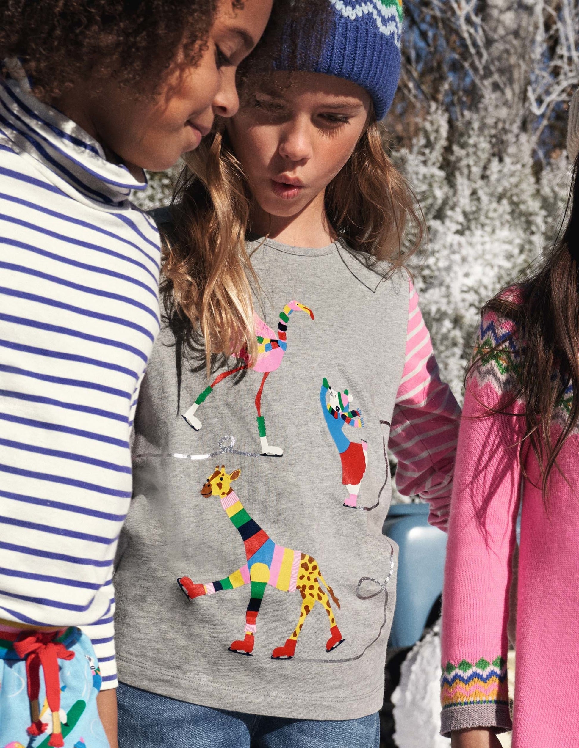 Hotchpotch Animal T-shirt-Grey Marl Ice Skating-4