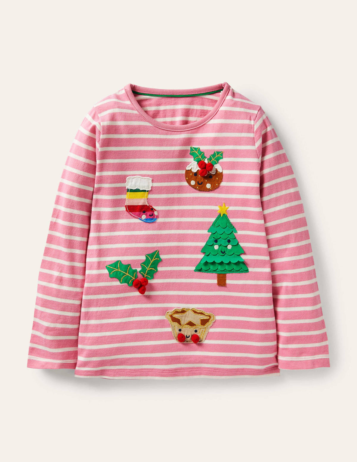3D Appliqué Breton-Petal Pink/ Ivory Festive - Image 1