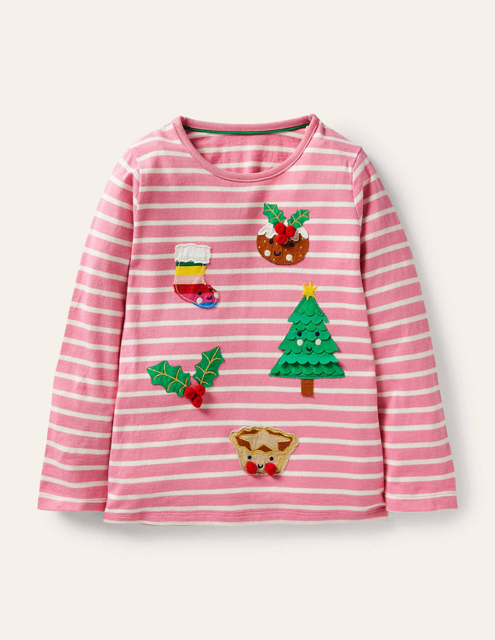 3D Appliqué Breton-Petal Pink/ Ivory Festive