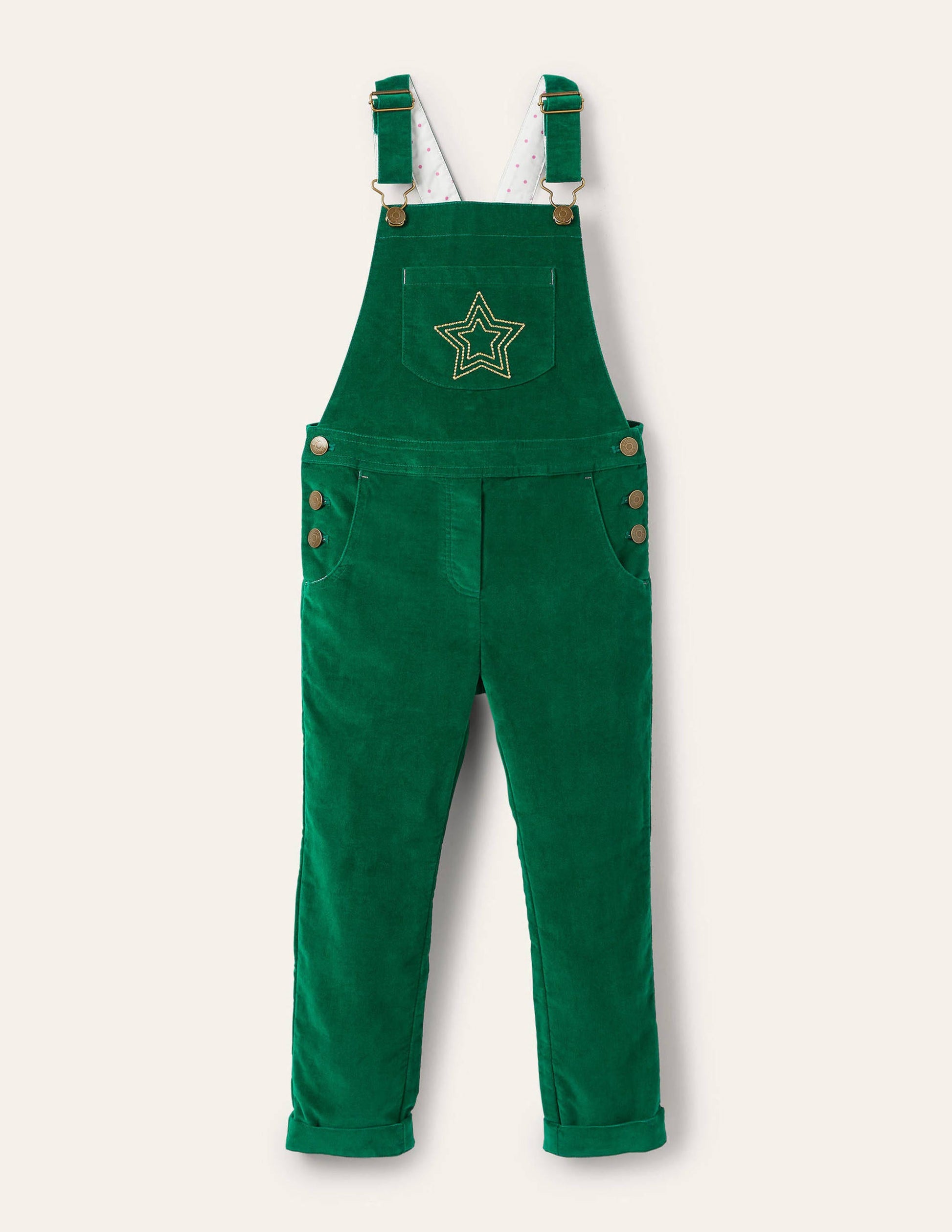 Velvet Dungarees-Forest Green-1