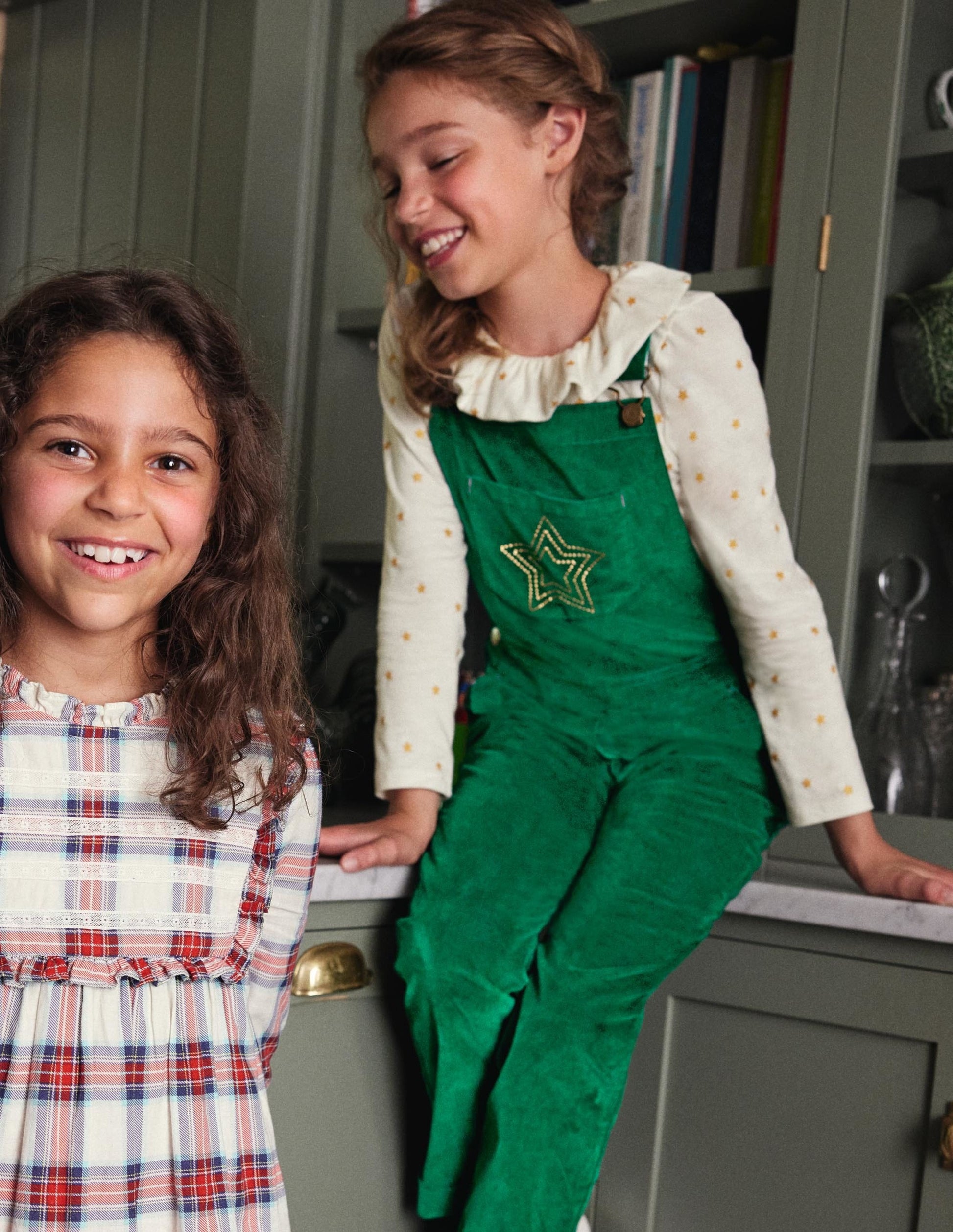 Velvet Dungarees-Forest Green-4