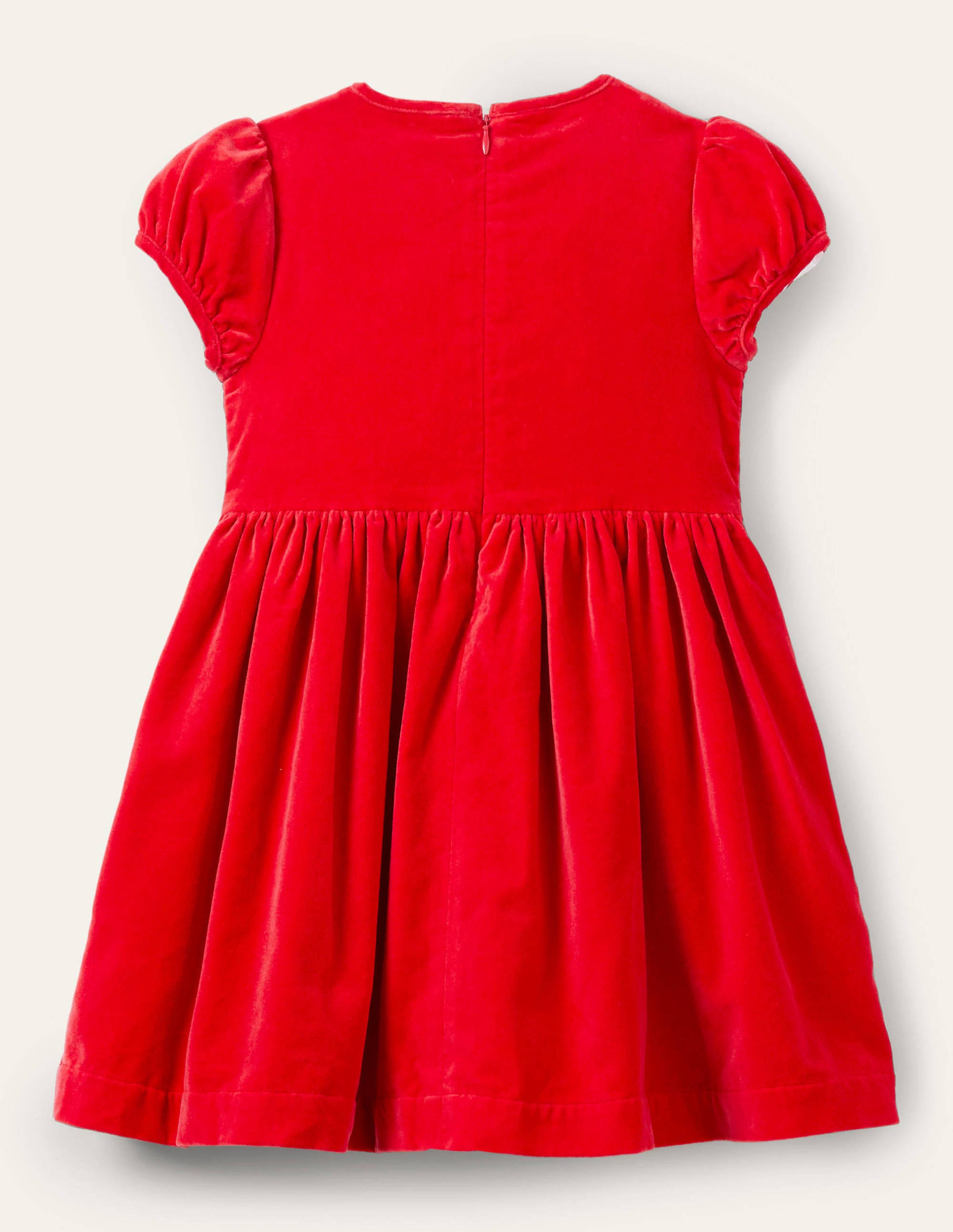 Velvet Smocked Dress-Rockabilly Red - Image 2