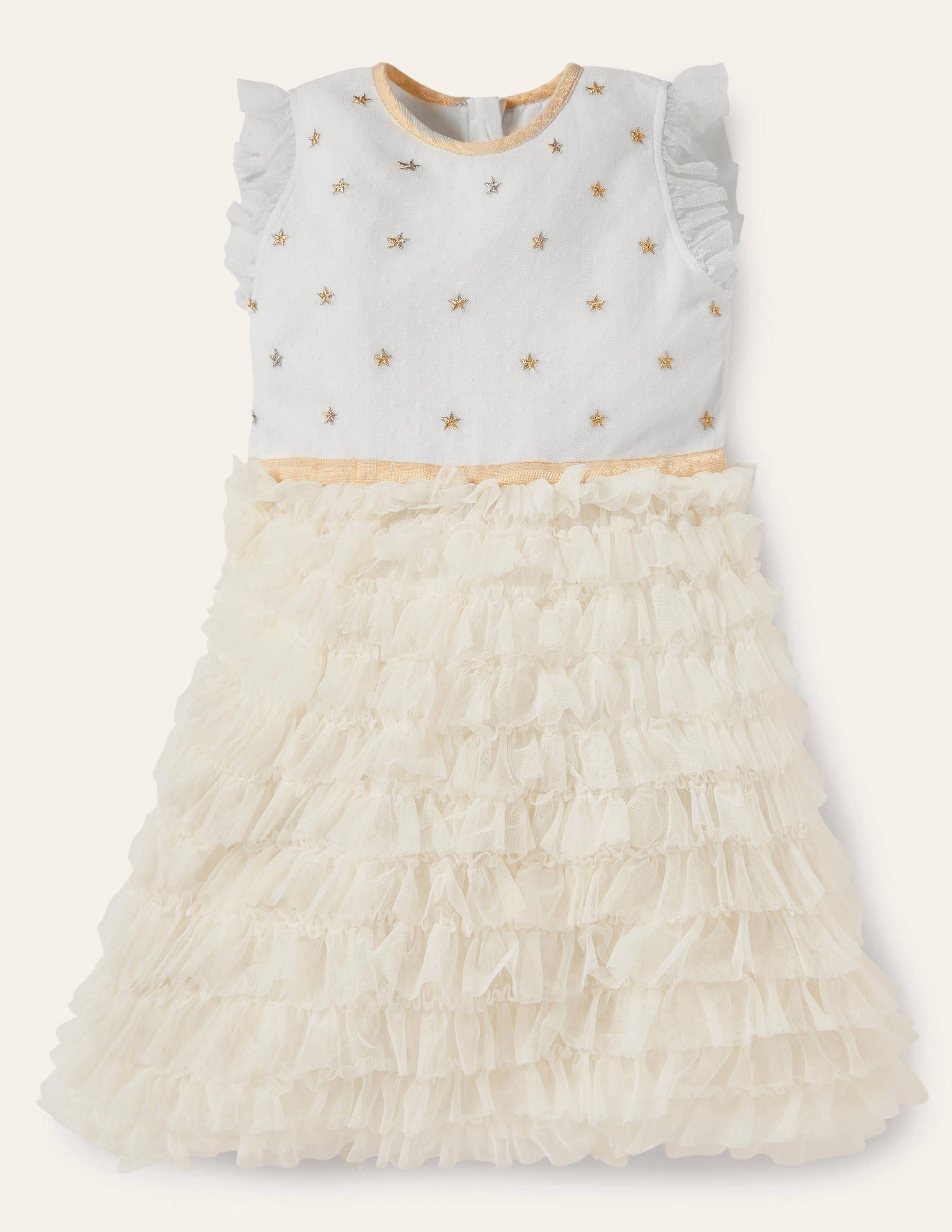 Tulle Ruffle Party Dress-Ivory-1