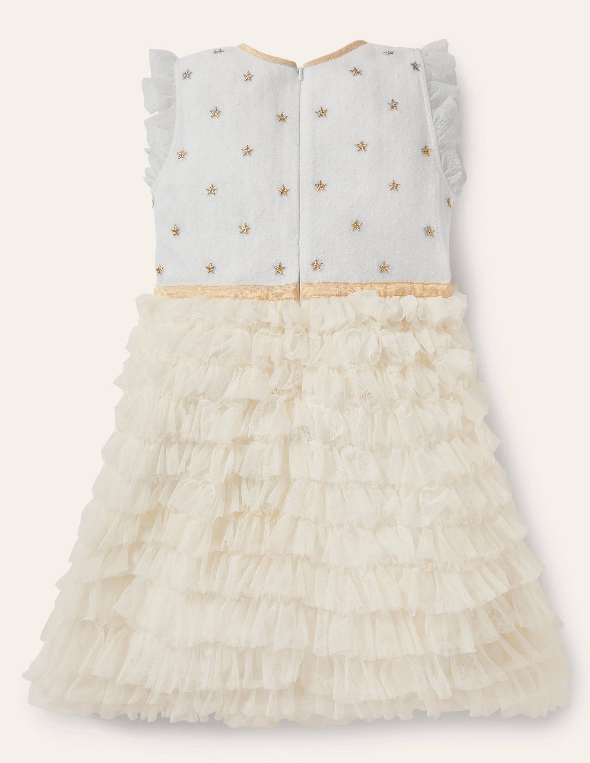 Tulle Ruffle Party Dress-Ivory-2