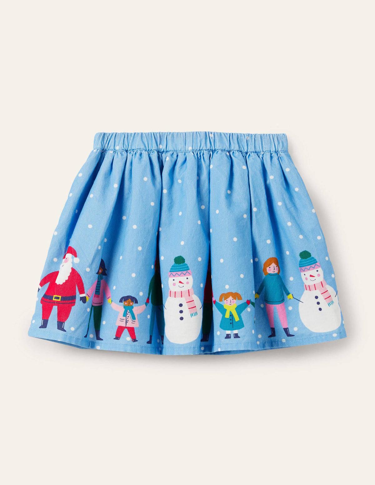Christmas Scene Cord Skirt-Surfboard Blue - Image 2