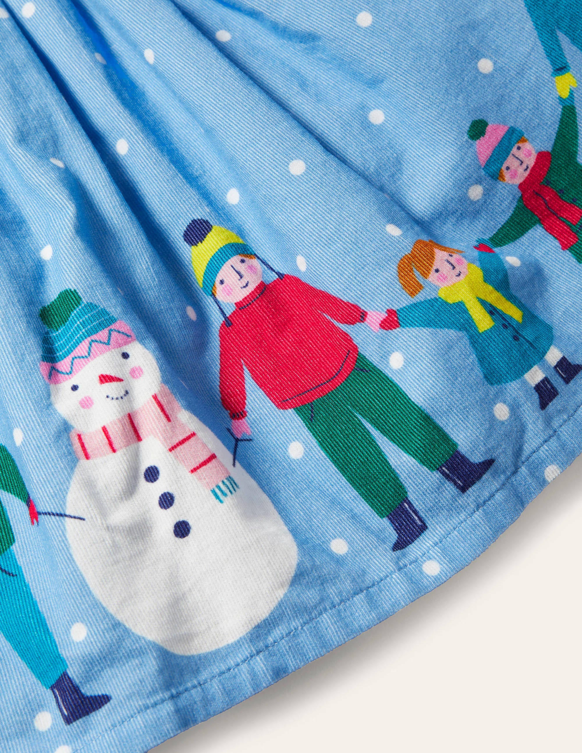 Christmas Scene Cord Skirt-Surfboard Blue - Image 3