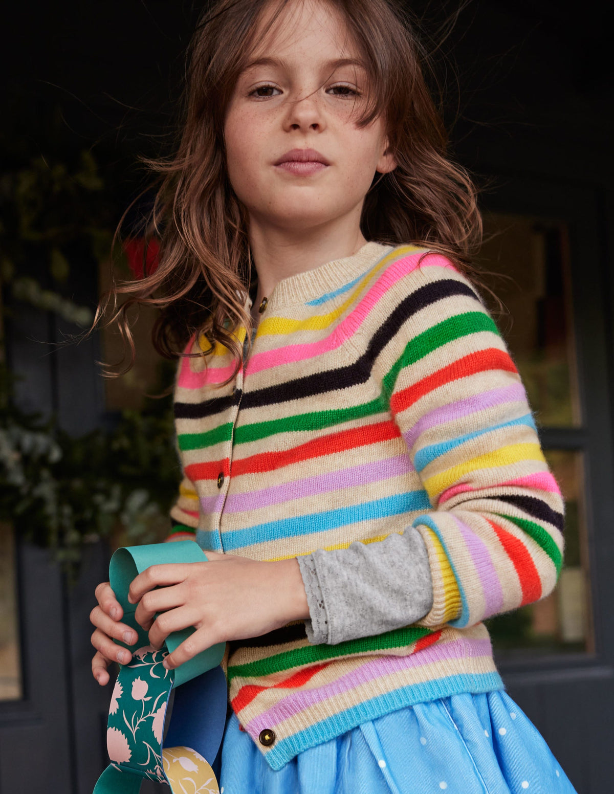 Cashmere Cardigan-Multi Stripe-4