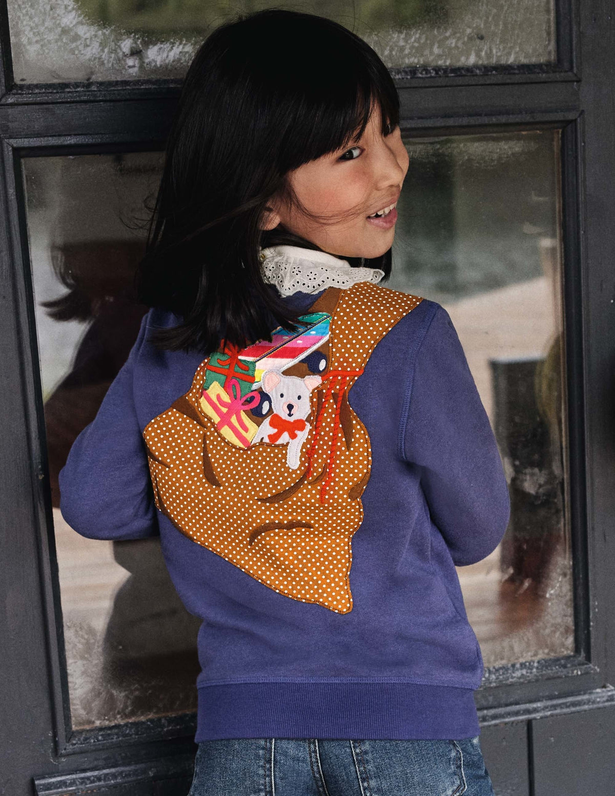Front & Back Sweatshirt-Navy Father Christmas-4