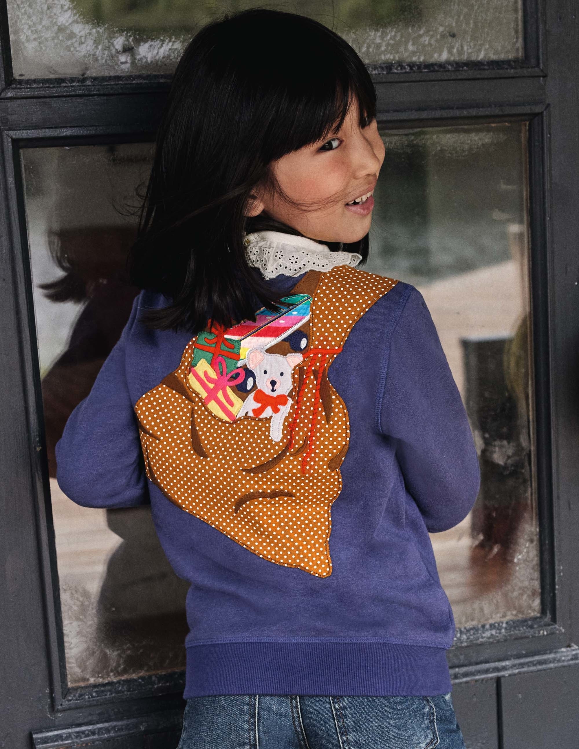 Front & Back Sweatshirt-Navy Father Christmas - Image 4