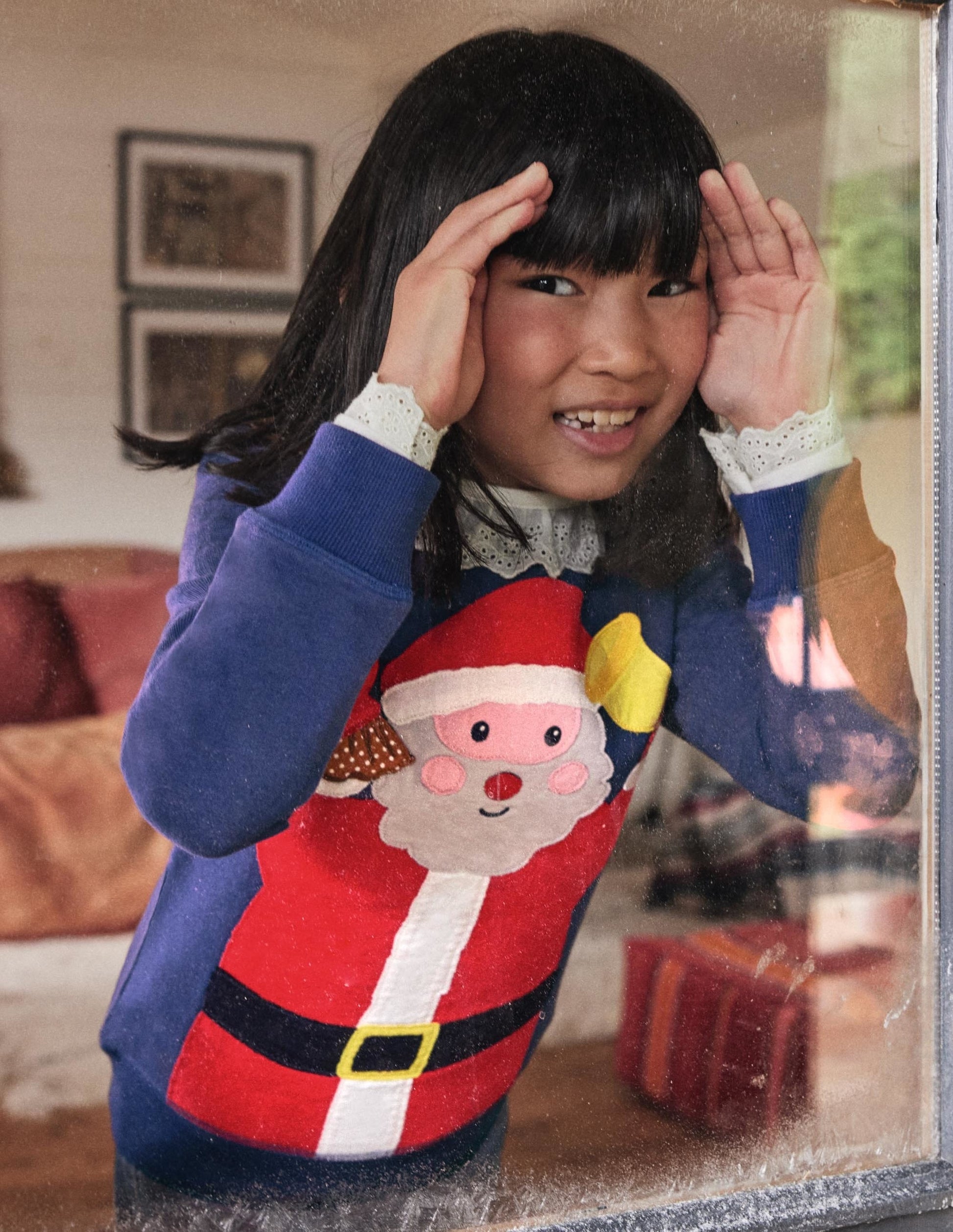 Front & Back Sweatshirt-Navy Father Christmas-5