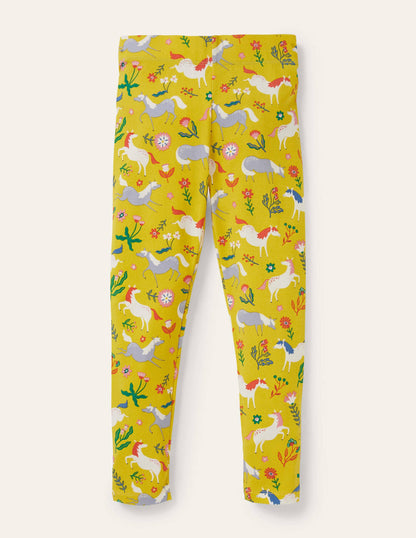 Fun Leggings-Sweetcorn Yellow Ponies-1
