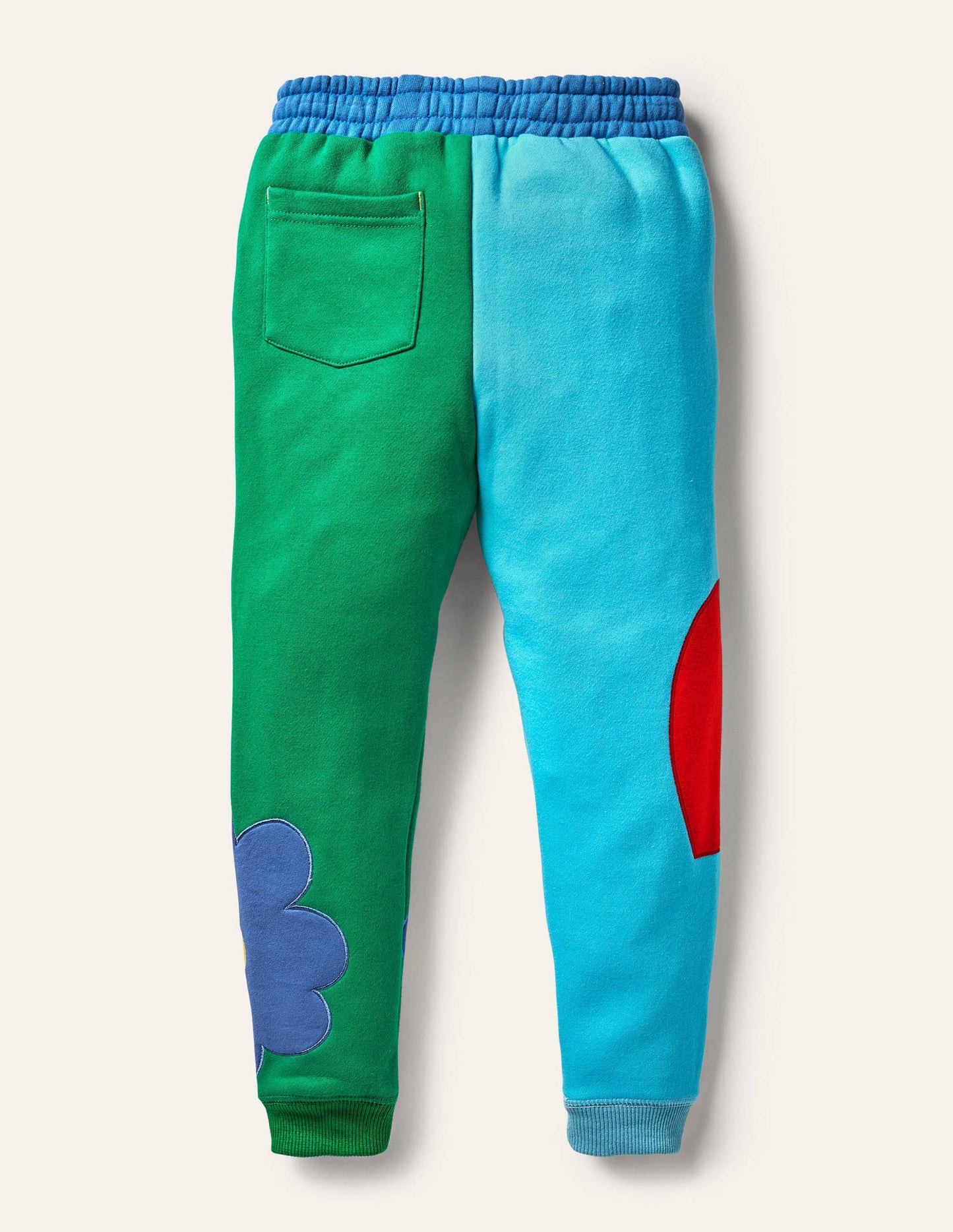 Colour Block Appliqué Jogger-Aqua/ Green Pepper Flowers