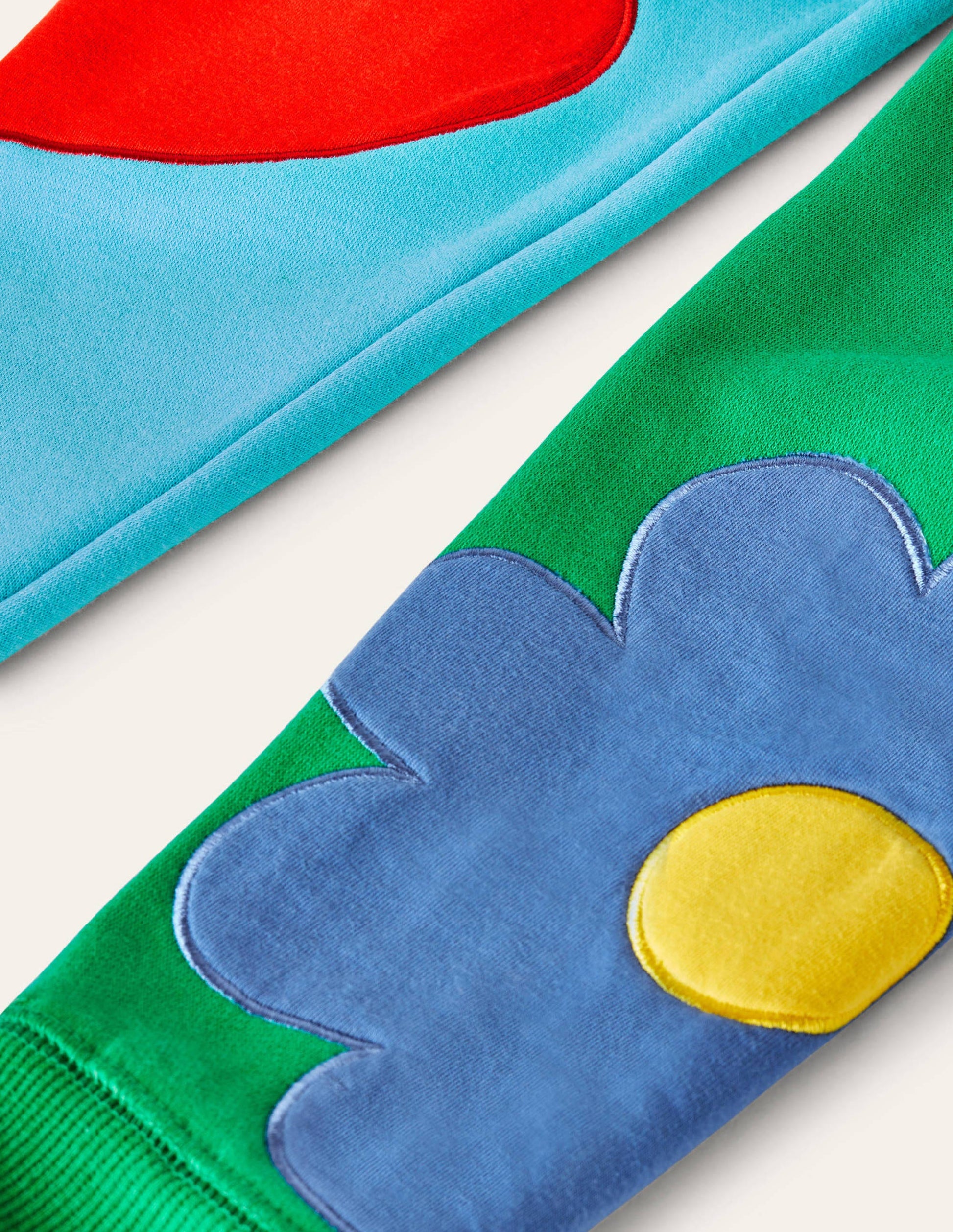 Colour Block Appliqué Jogger-Aqua/ Green Pepper Flowers-3