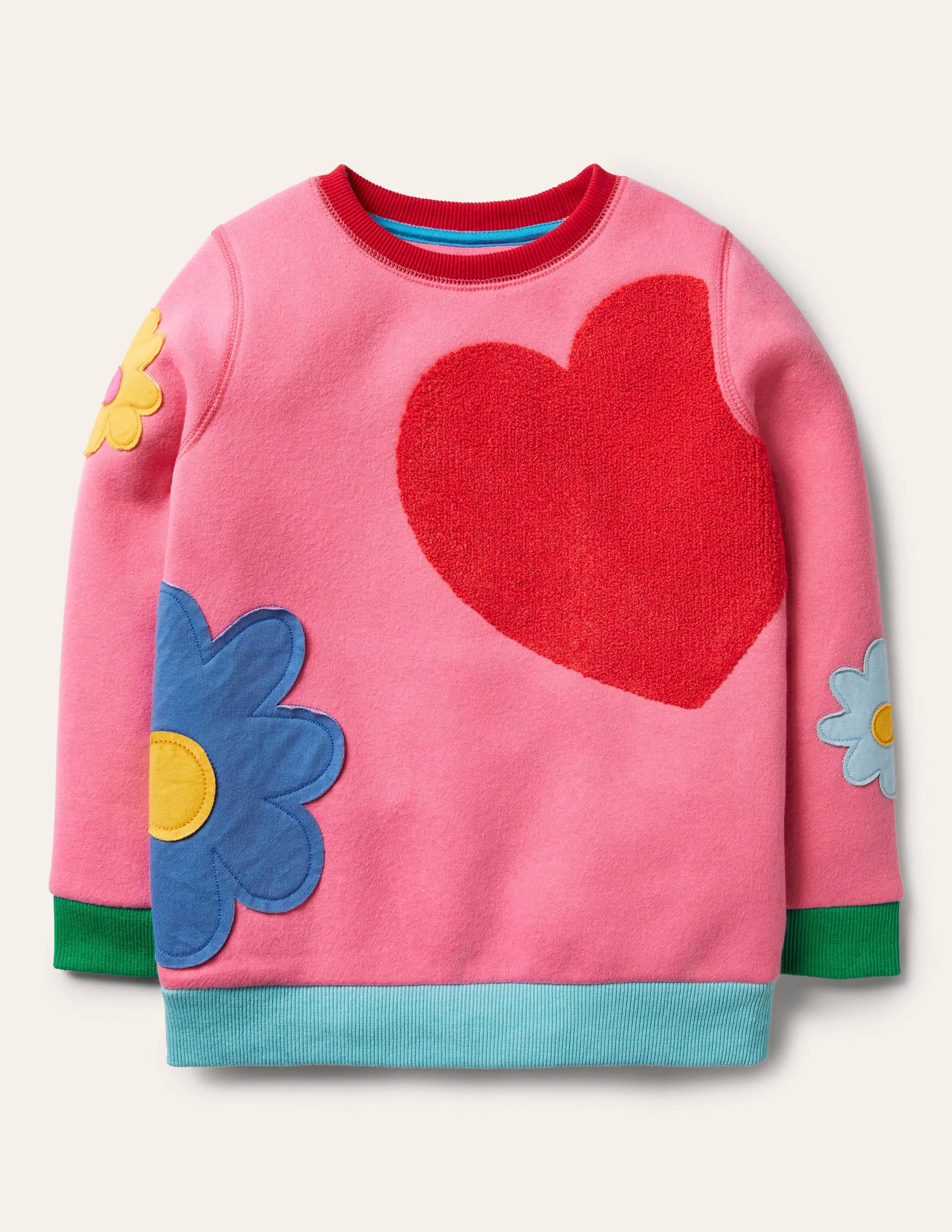 Appliqué Sweatshirt-Bright Petal Pink Heart - Image 2
