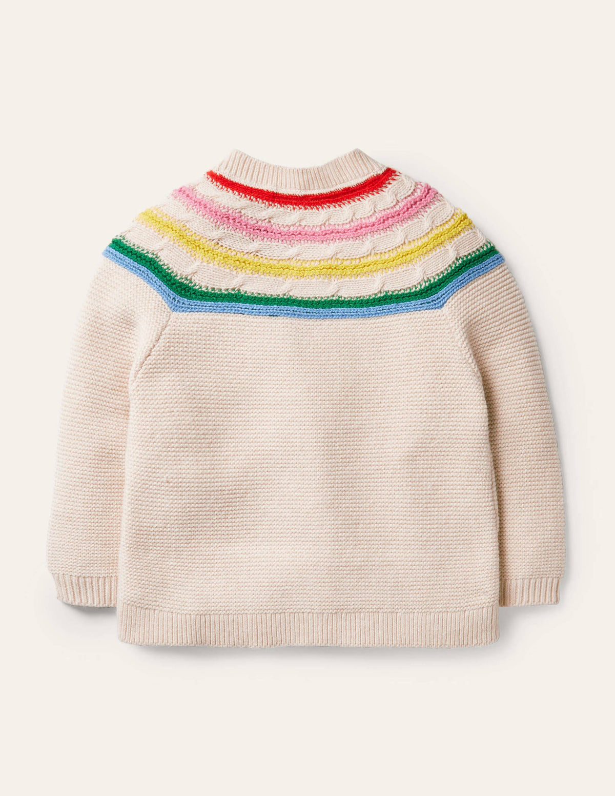 Fun Rainbow Yoke Cardigan-Ecru Marl-2