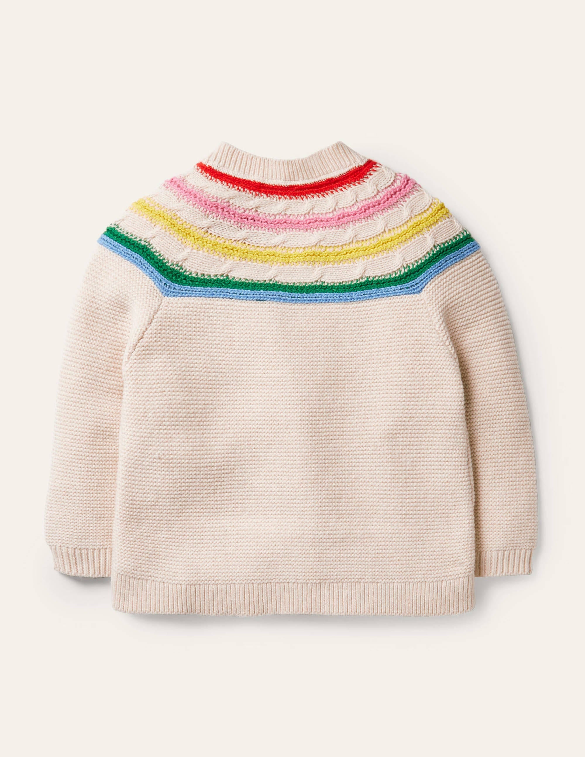 Fun Rainbow Yoke Cardigan-Ecru Marl - Image 2