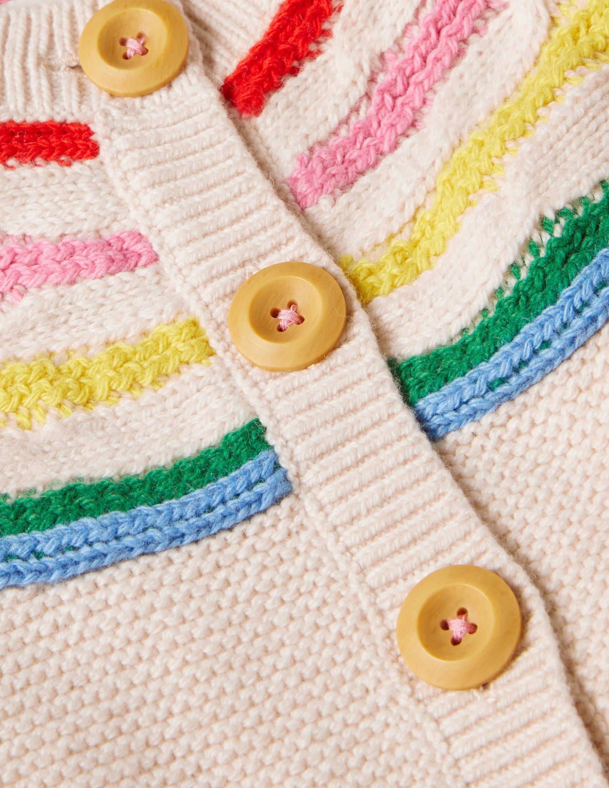 Fun Rainbow Yoke Cardigan-Ecru Marl-3