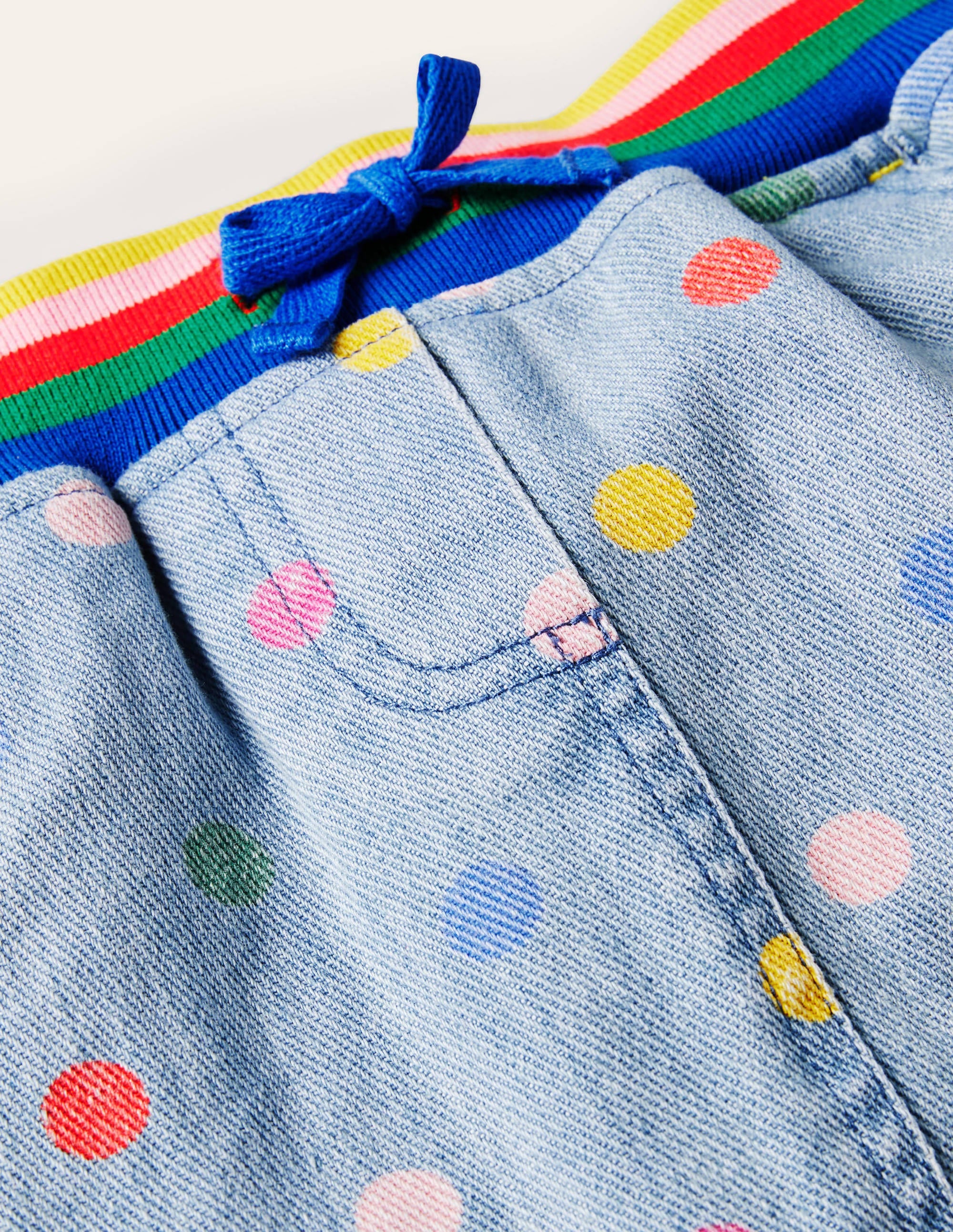 Rainbow Rib Denim Skirt-Chambray Multi Spot - Image 3