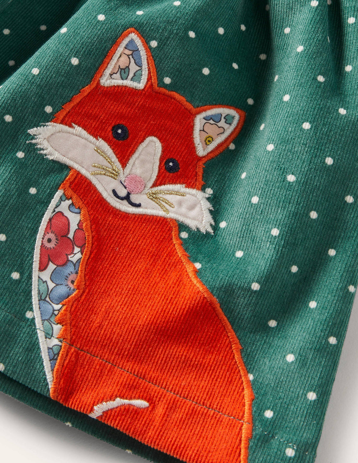Spotty Appliqué Cord Pinnie-Sardinia Green Foxes-3