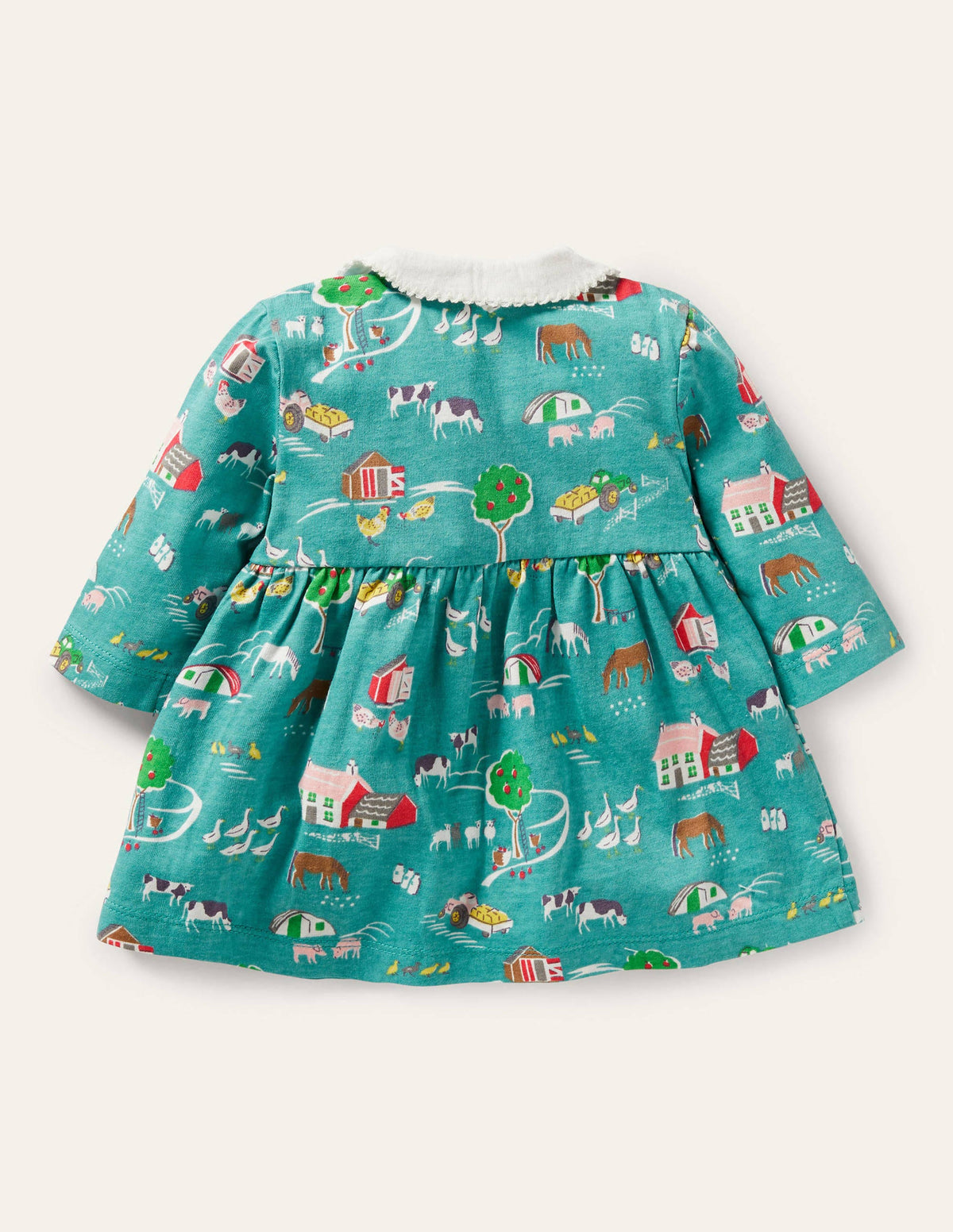 Jersey Collared Dress-Brook Blue Farmyard-2