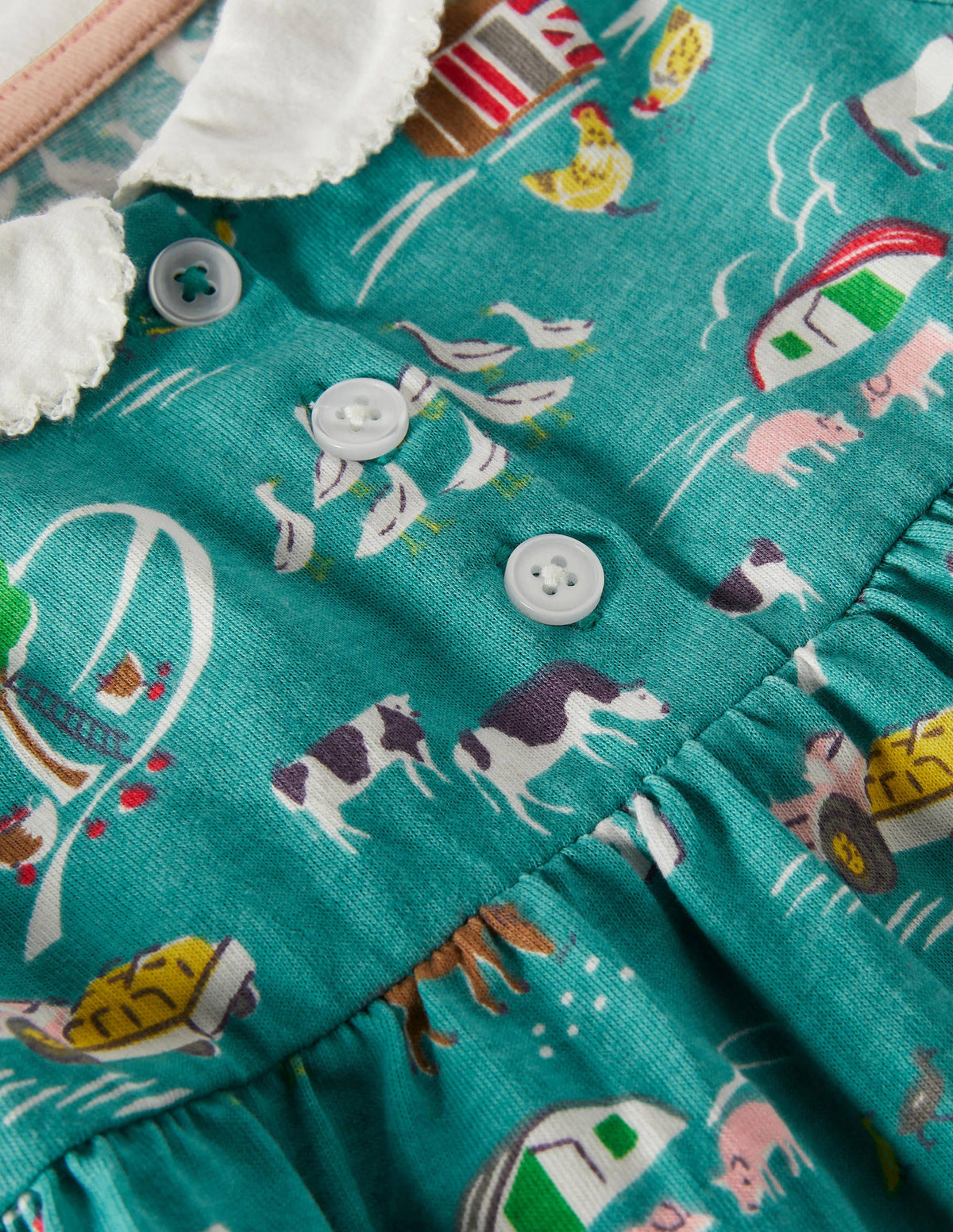 Jersey Collared Dress-Brook Blue Farmyard-3