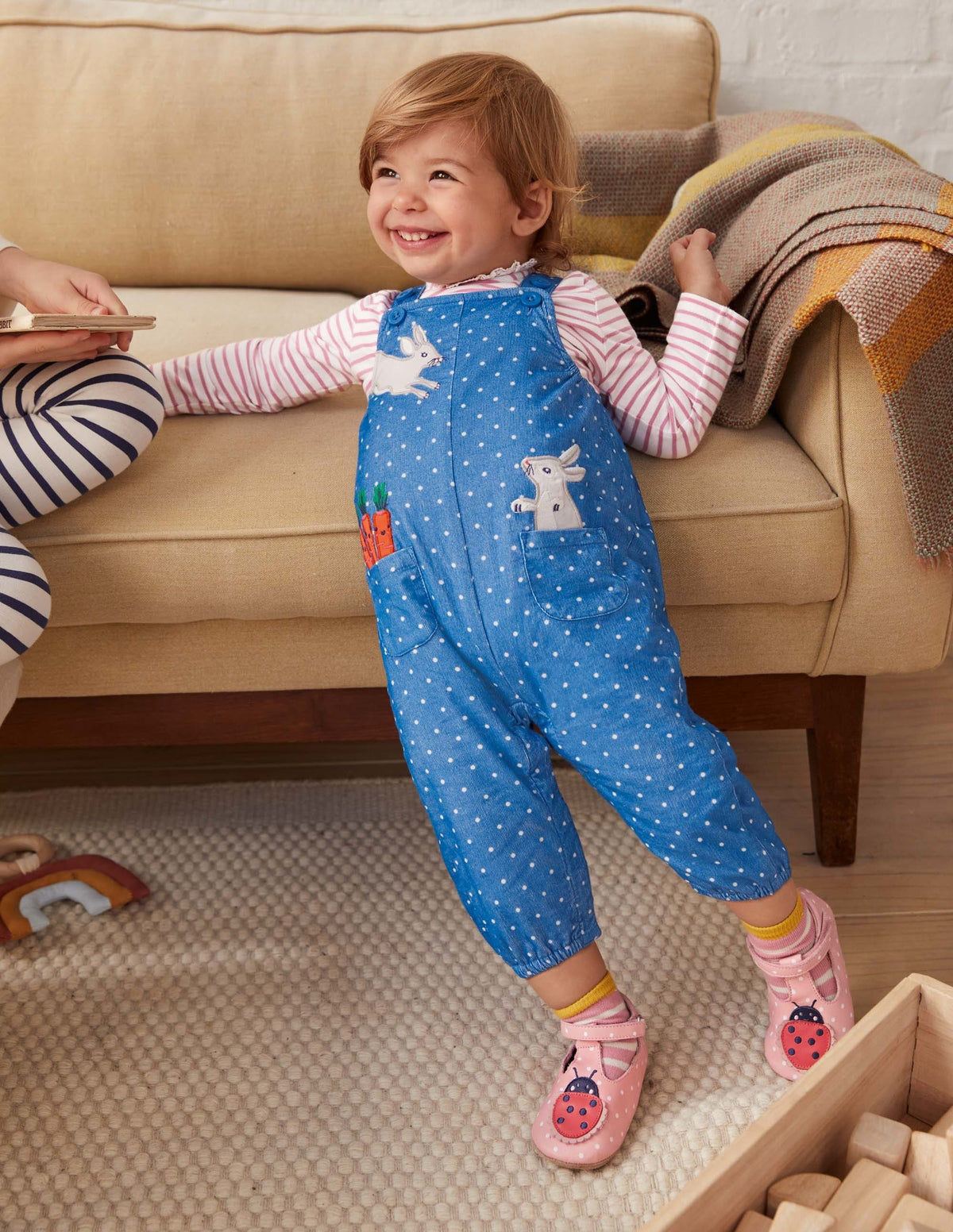 Cord Dungaree Set-Elizabethan Blue Bunnies - Image 4
