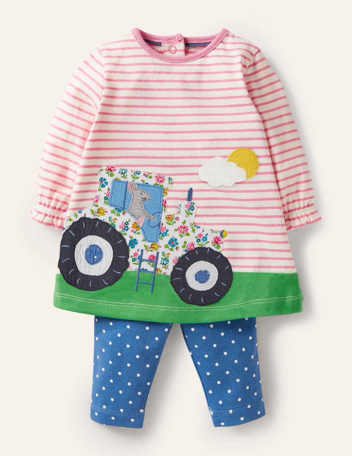 Big Appliqué Dress Set-Elizabethan Blue Farm - Image 1