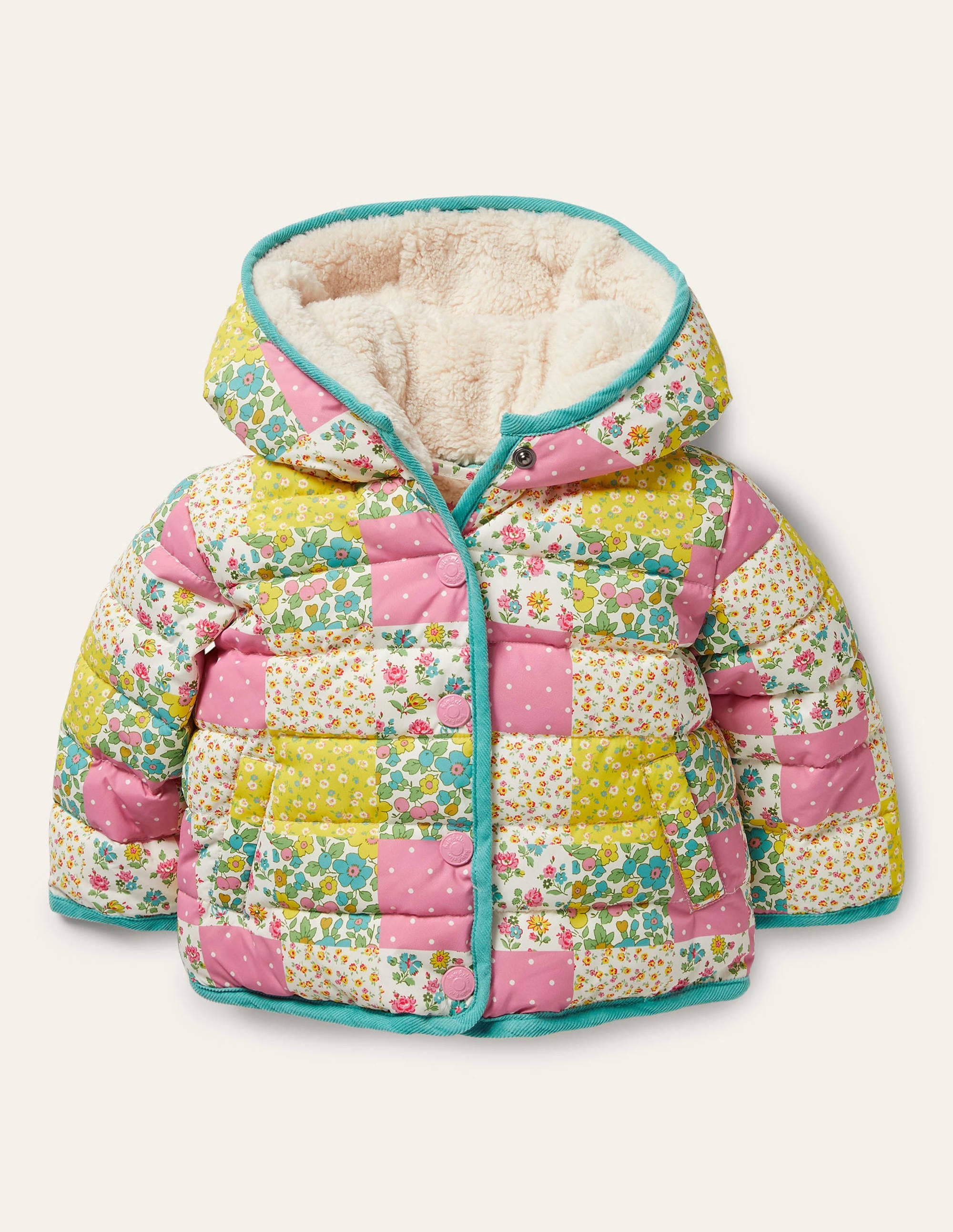 Padded Jacket-Multi Floral Patchwork - Image 1