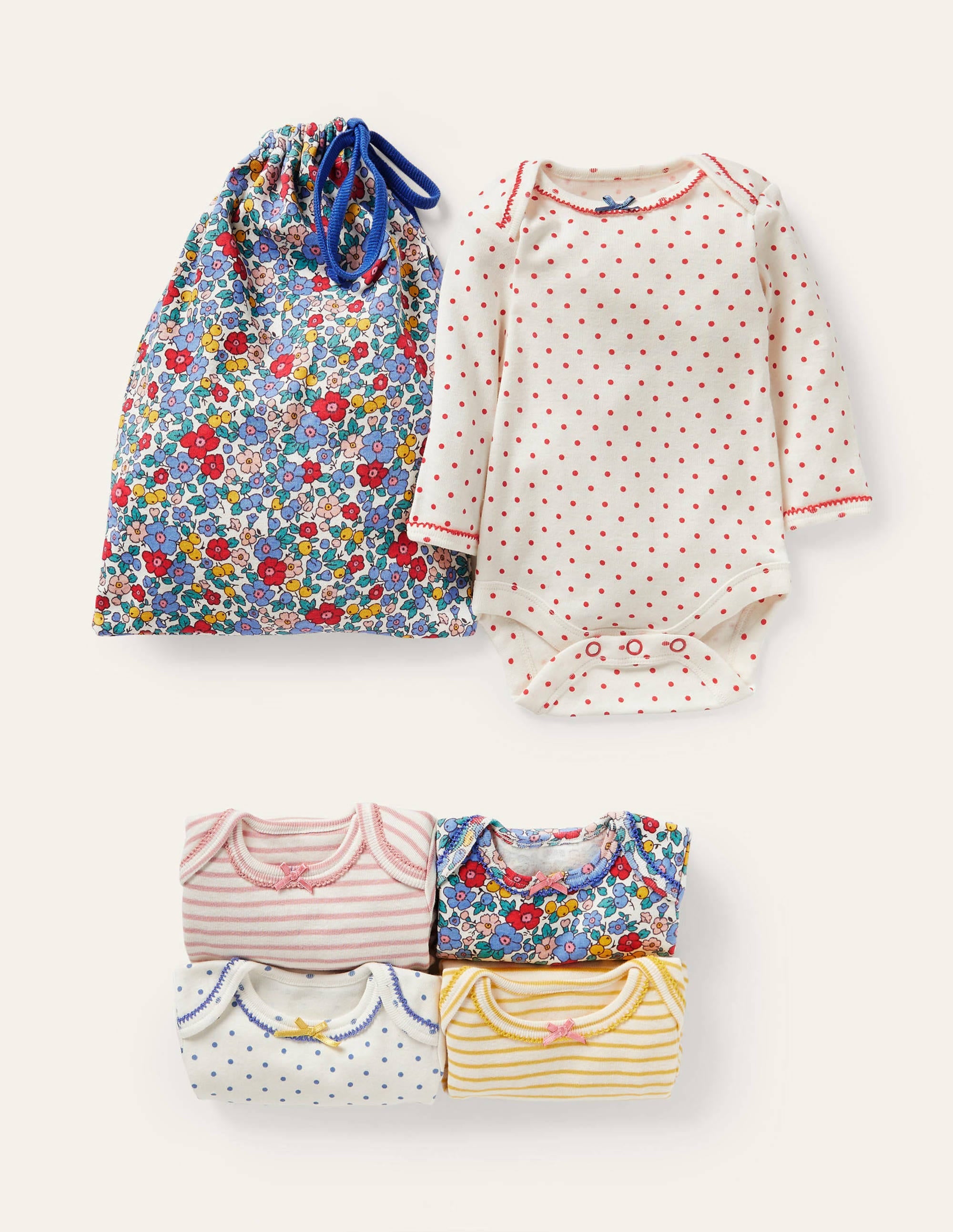 Floral Bodysuits 5 Pack-Multi Apple Blossom Floral - Image 1