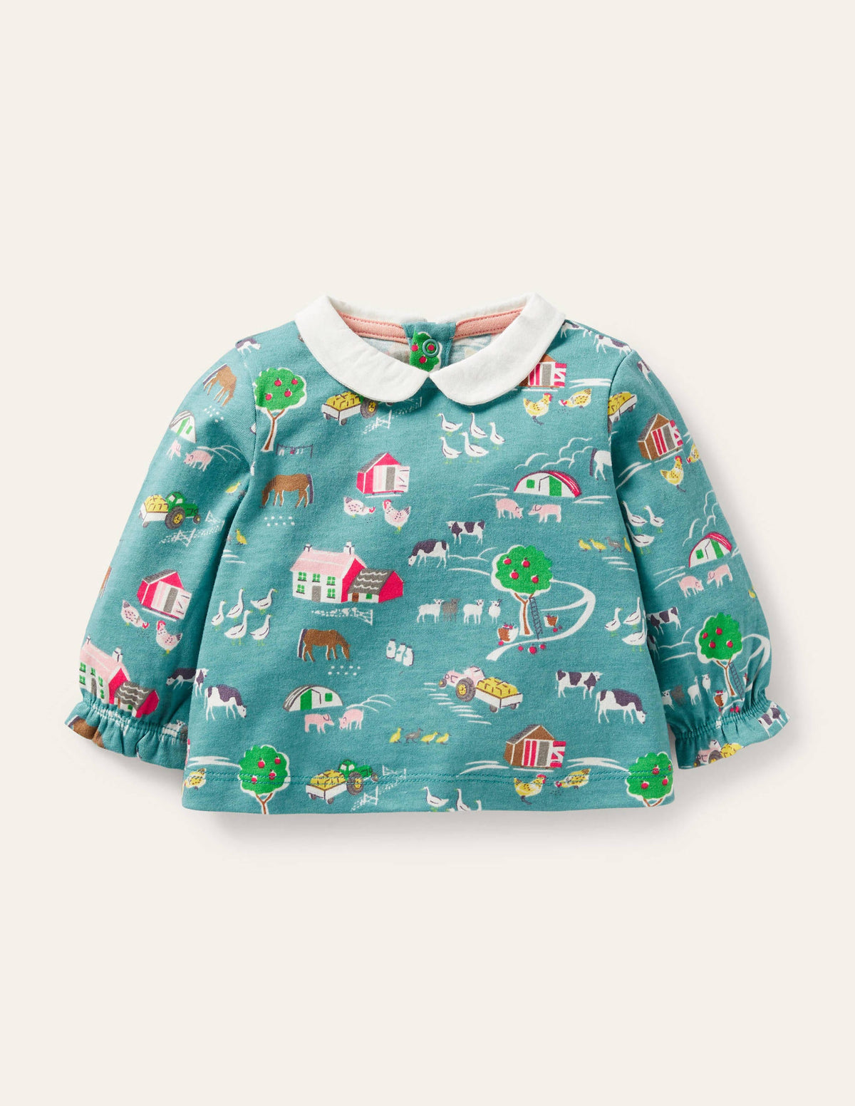 Printed Collared Top-Brook Blue Farmyard - Image 1