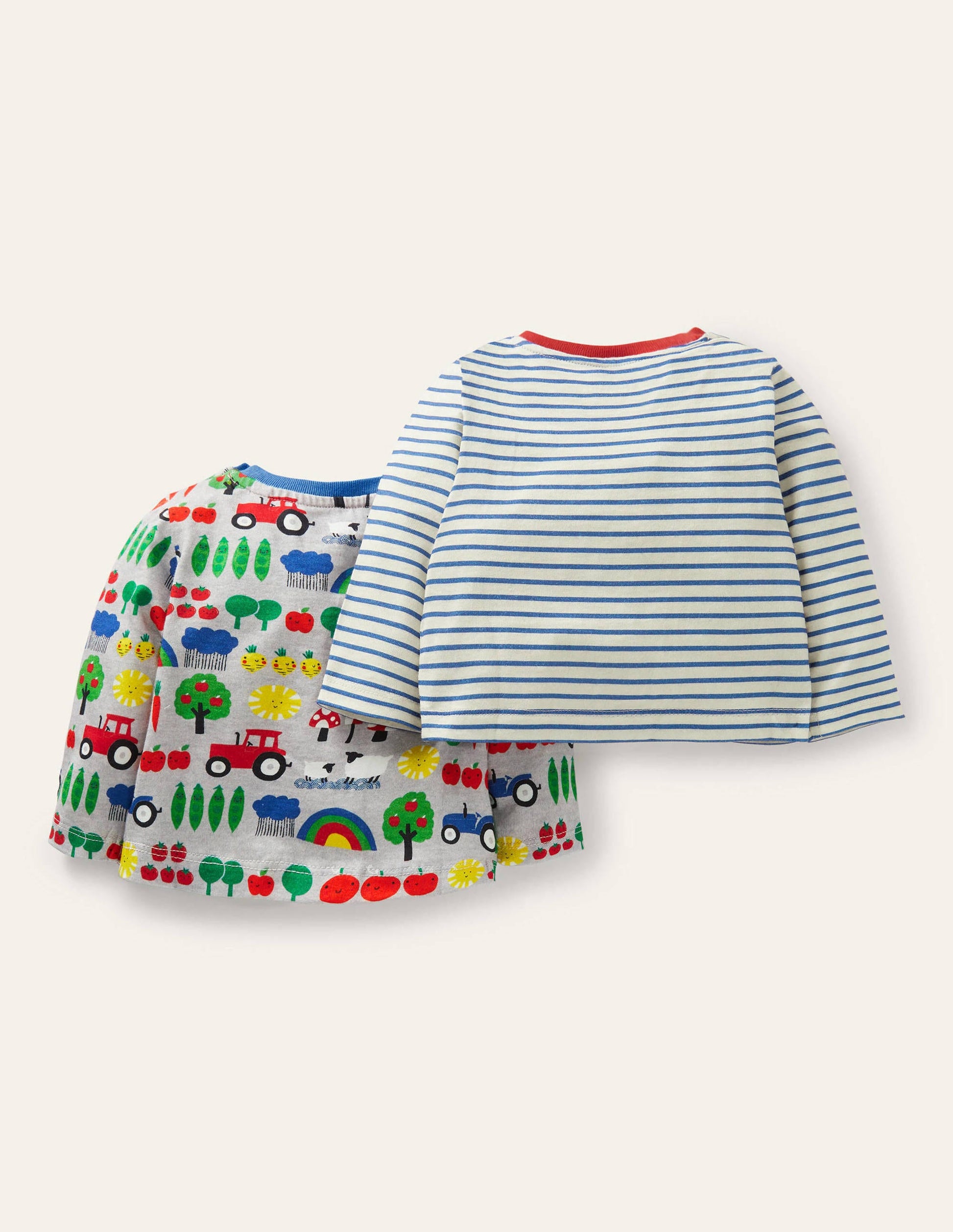 Farm Twin Pack T-shirts-Grey Marl Rainbow Farm-2