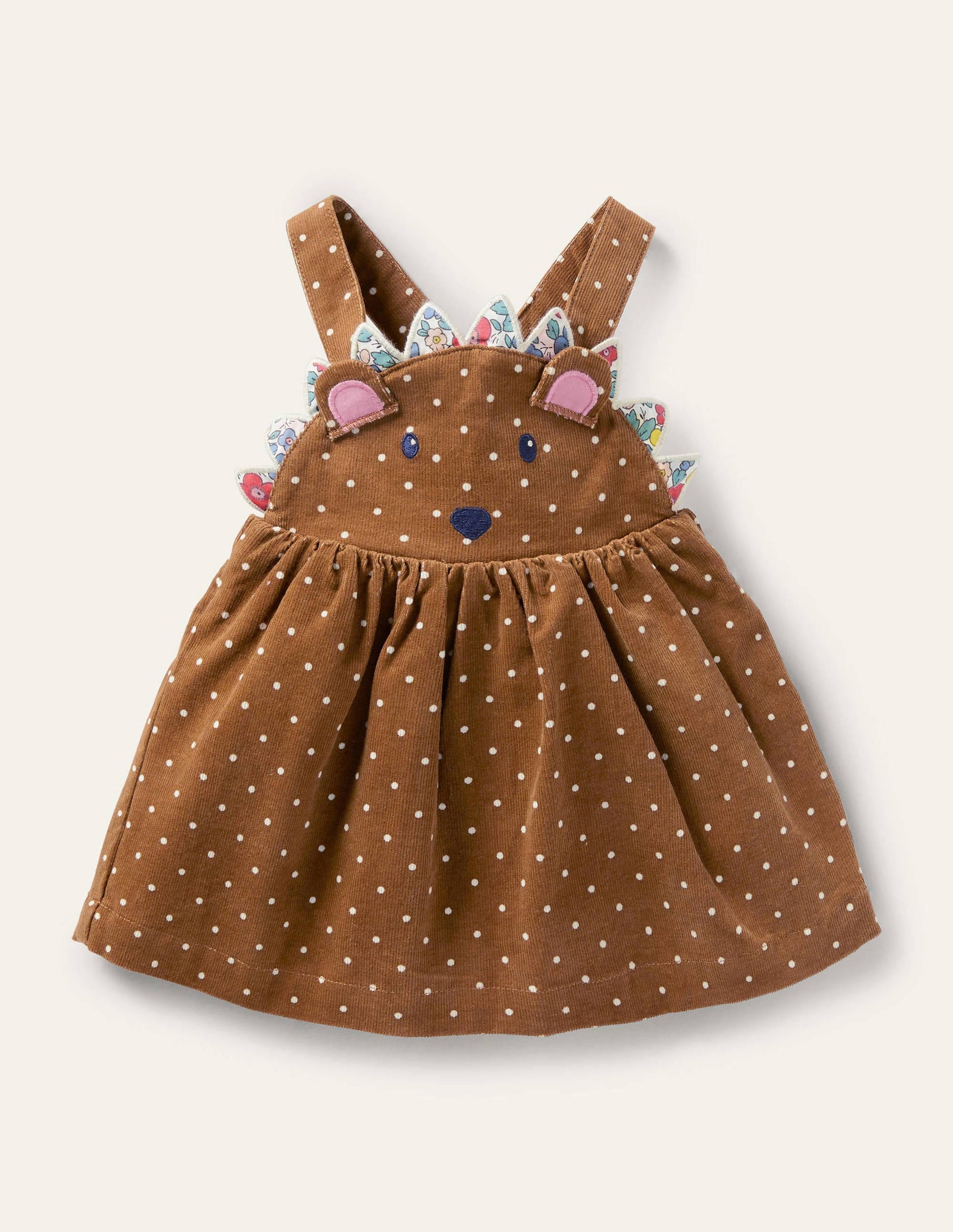 Novelty Cord Pinnie-Butterscotch Brown Hedgehog-1